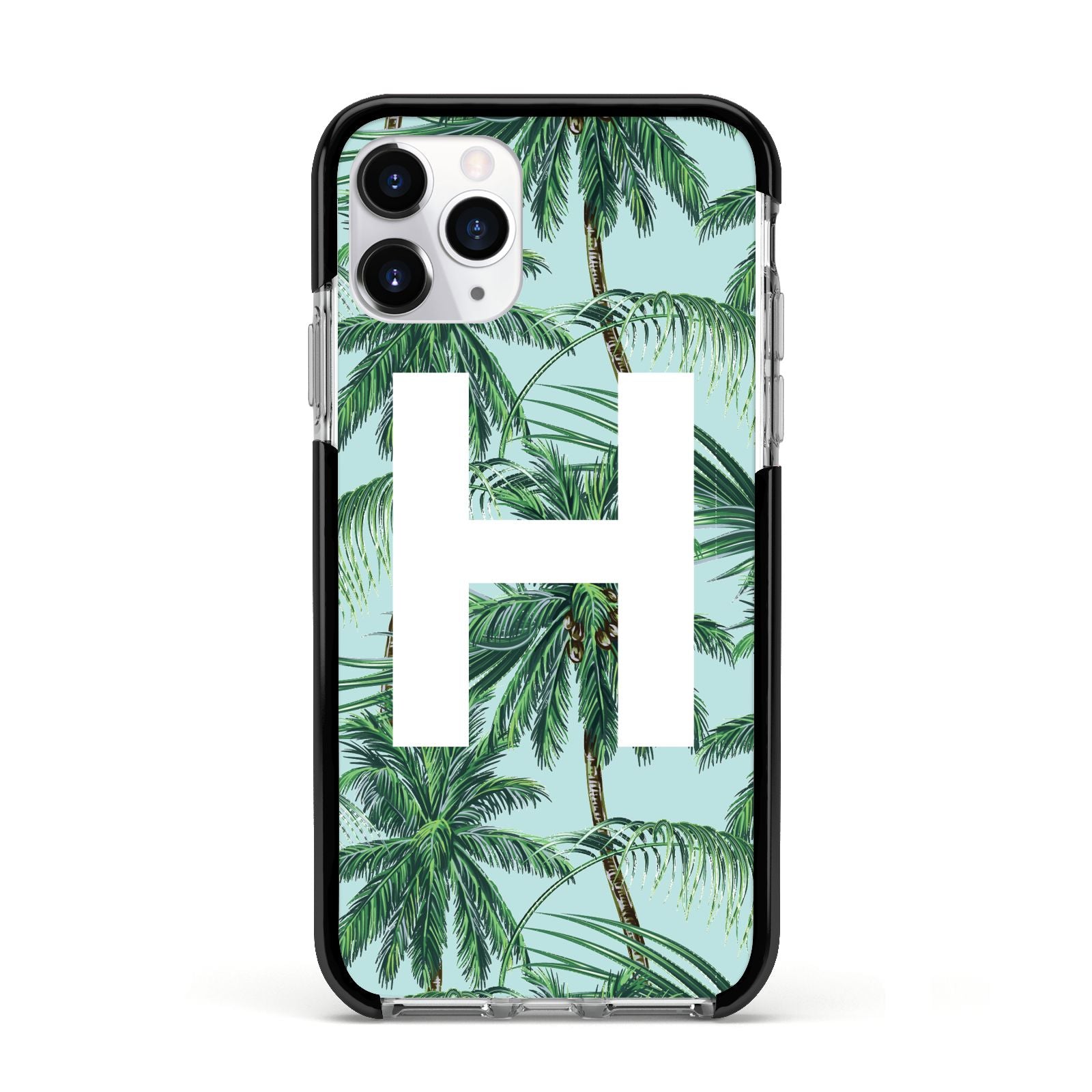 Personalised Palm Tree Tropical Apple iPhone 11 Pro in Silver with Black Impact Case