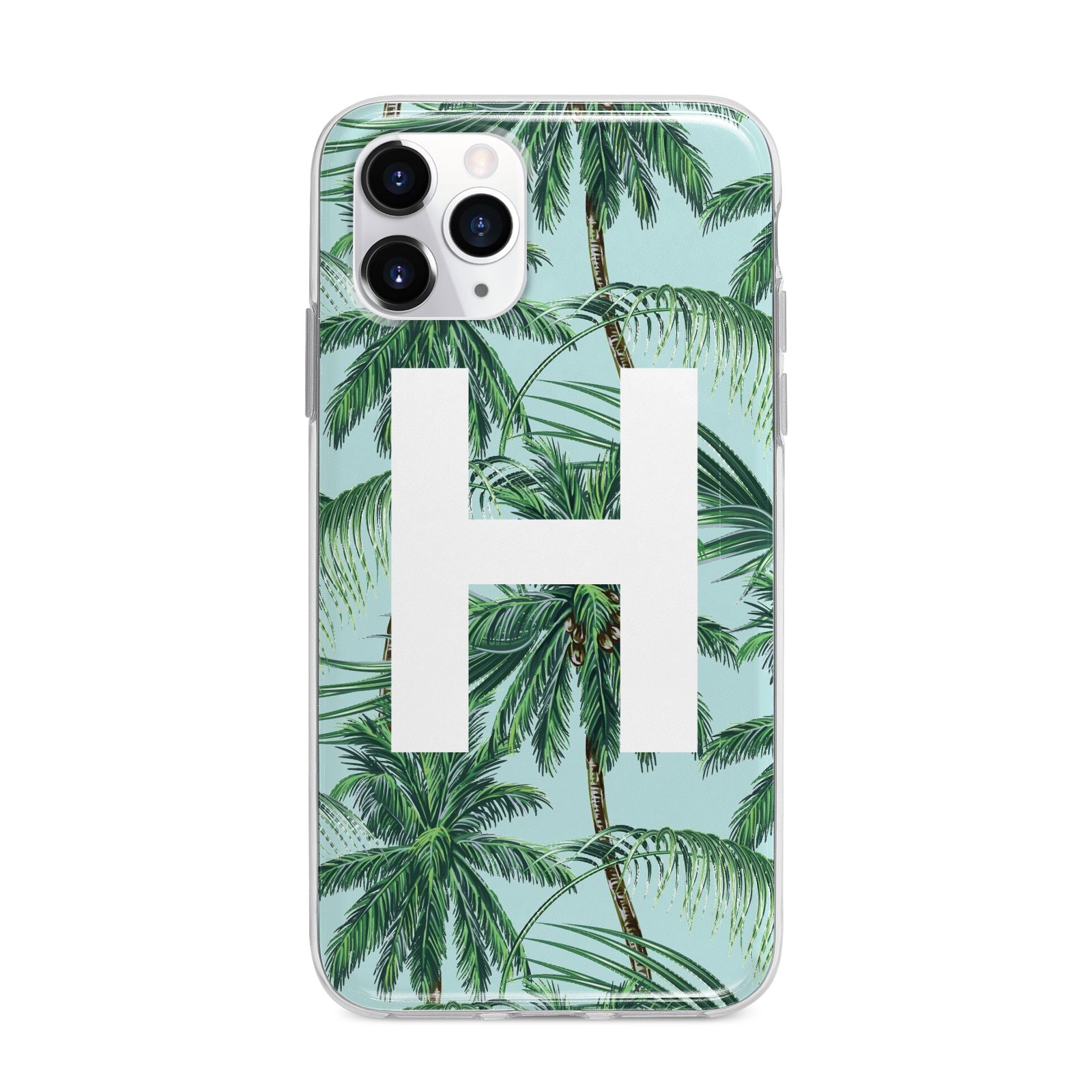 Personalised Palm Tree Tropical Apple iPhone 11 Pro in Silver with Bumper Case