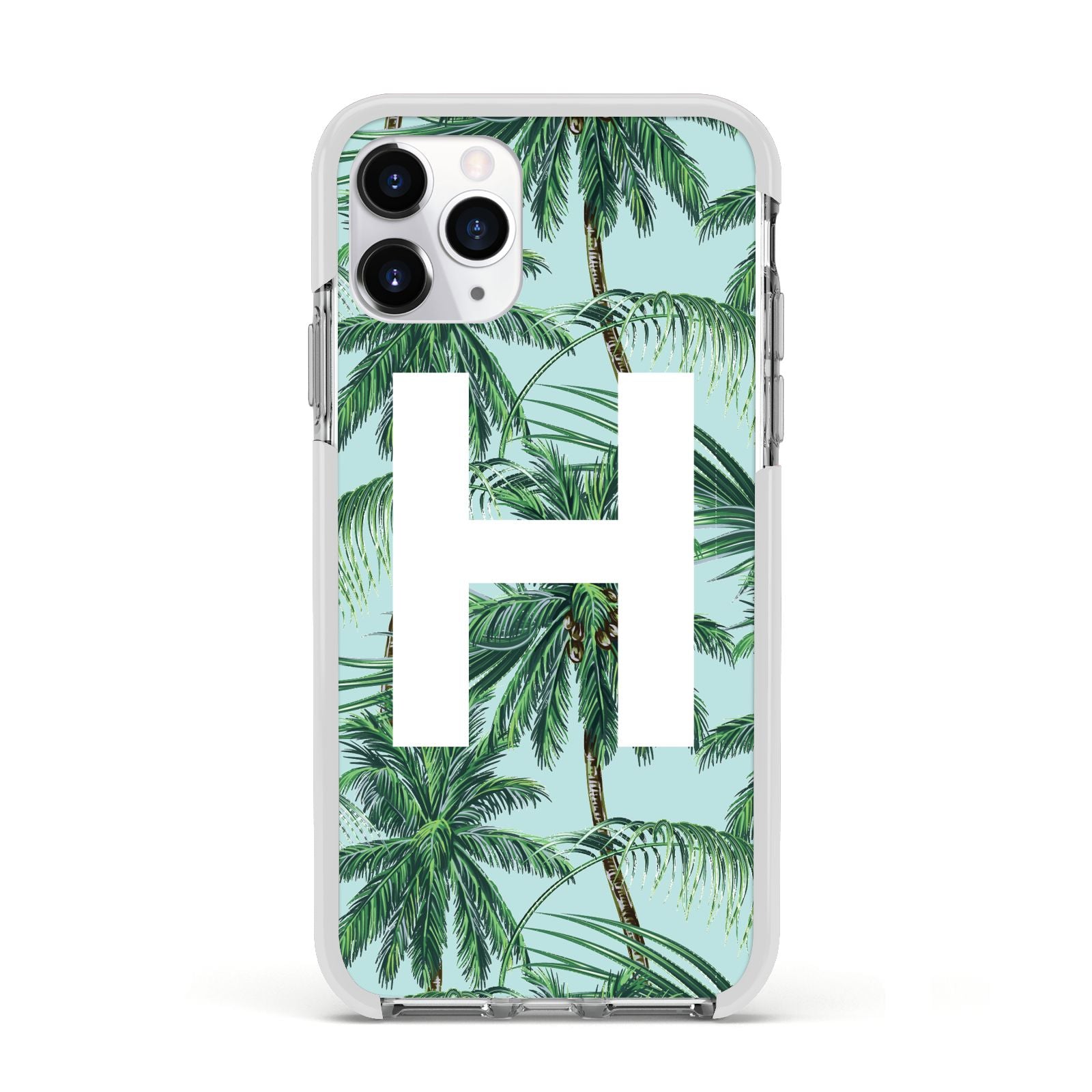 Personalised Palm Tree Tropical Apple iPhone 11 Pro in Silver with White Impact Case