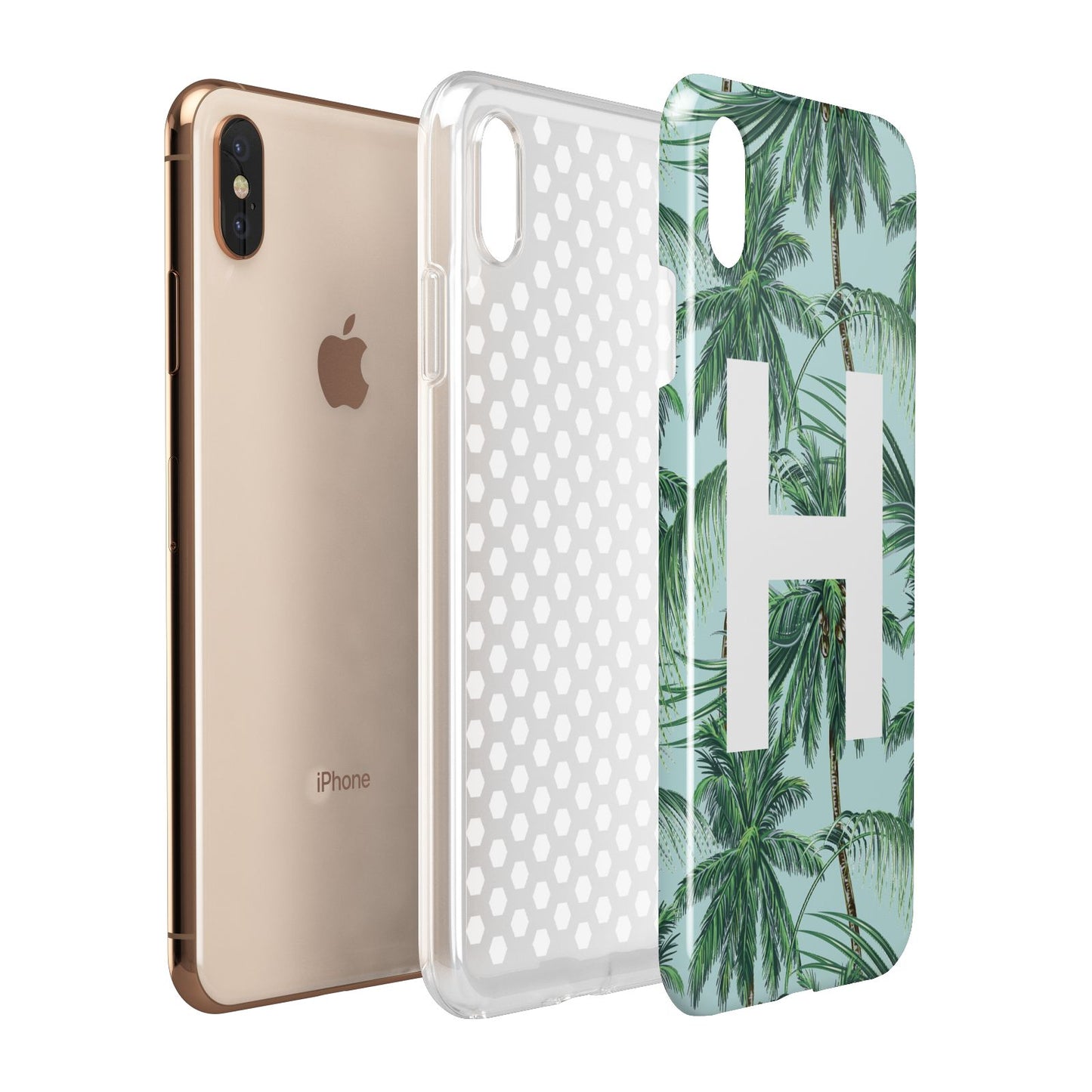 Personalised Palm Tree Tropical Apple iPhone Xs Max 3D Tough Case Expanded View