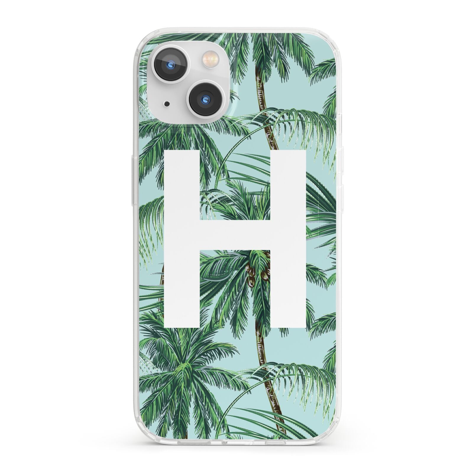 Personalised Palm Tree Tropical iPhone 13 Clear Bumper Case