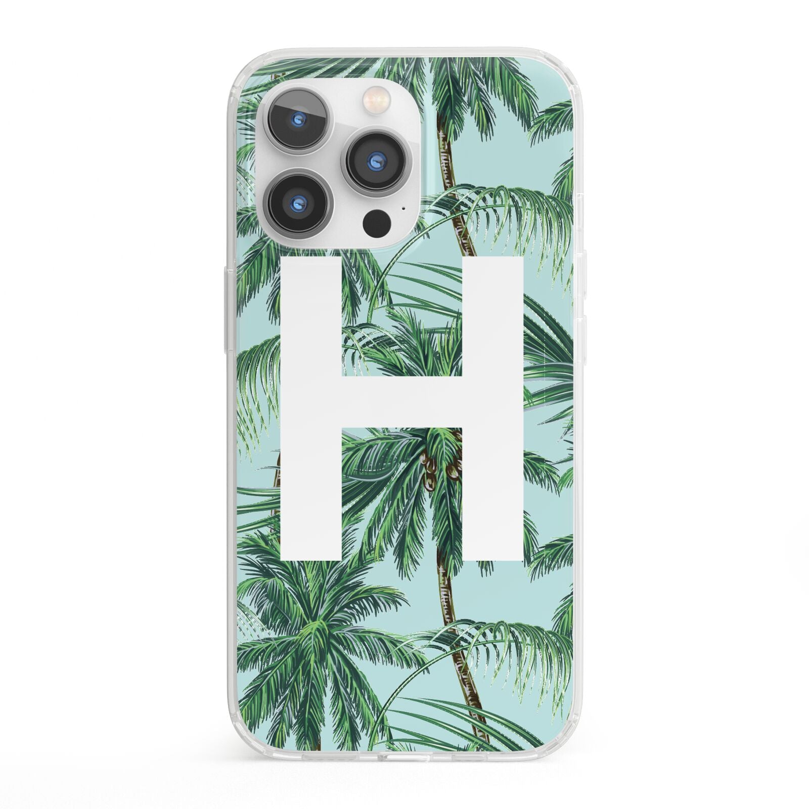 Personalised Palm Tree Tropical iPhone 13 Pro Clear Bumper Case