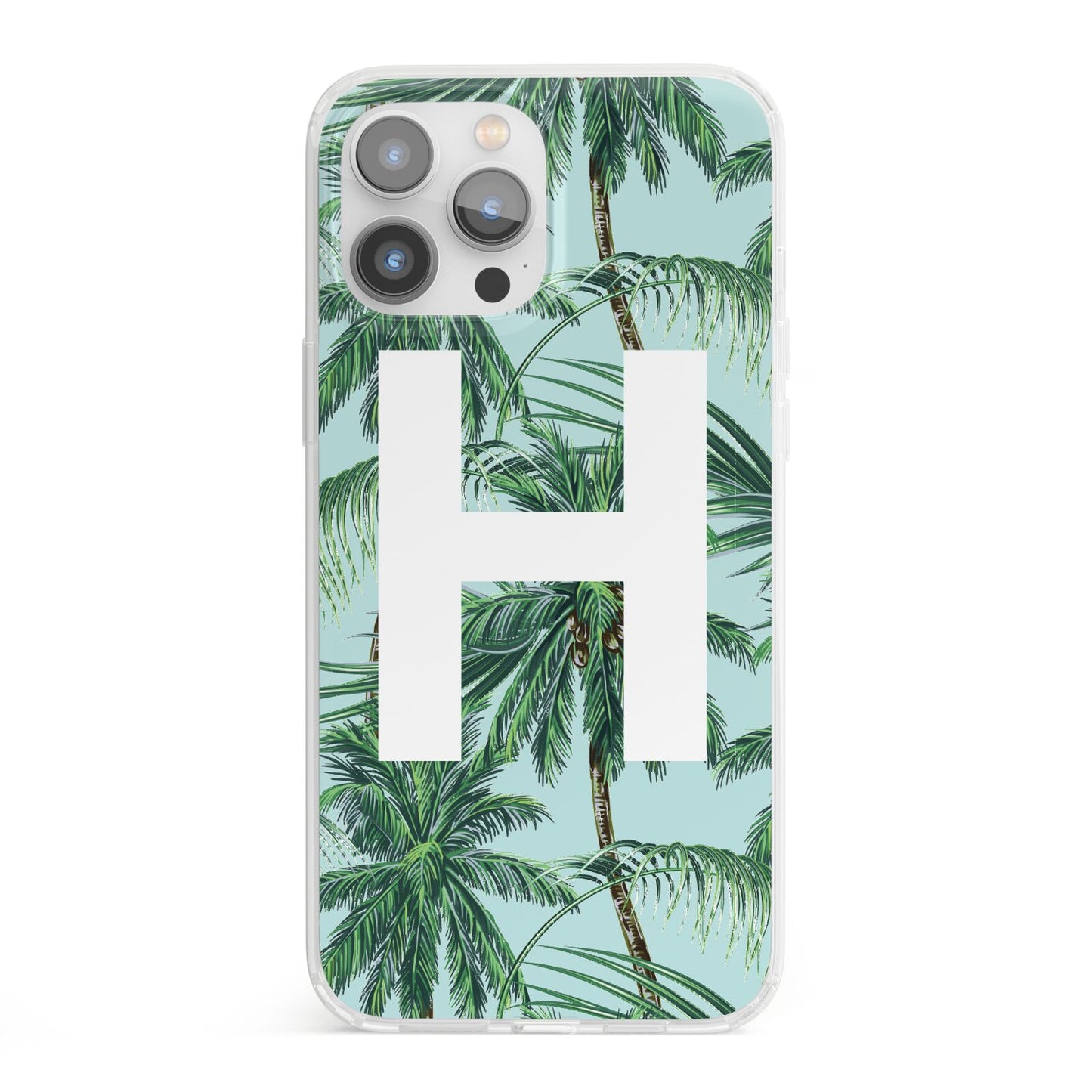 Personalised Palm Tree Tropical iPhone 13 Pro Max Clear Bumper Case