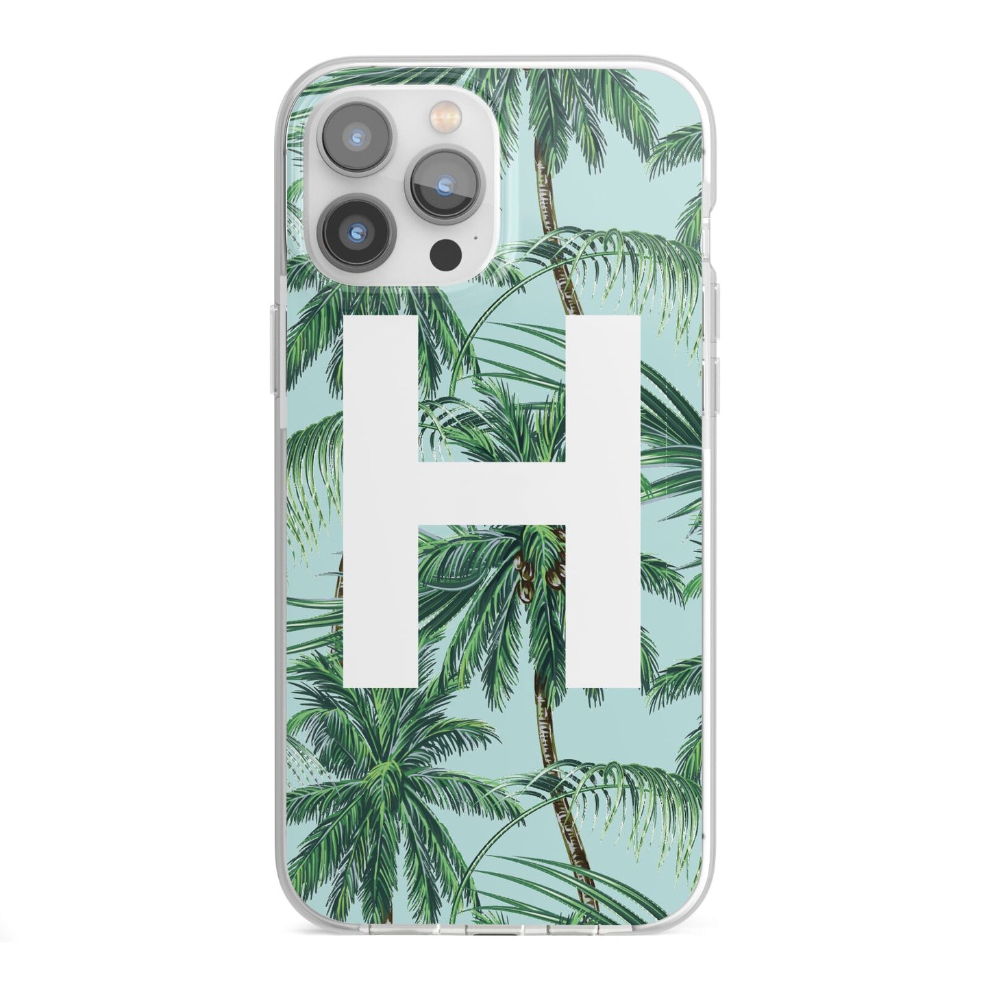 Personalised Palm Tree Tropical iPhone 13 Pro Max TPU Impact Case with White Edges