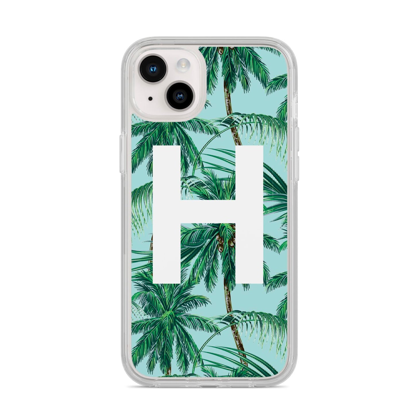 Personalised Palm Tree Tropical iPhone 14 Plus Clear Tough Case Starlight