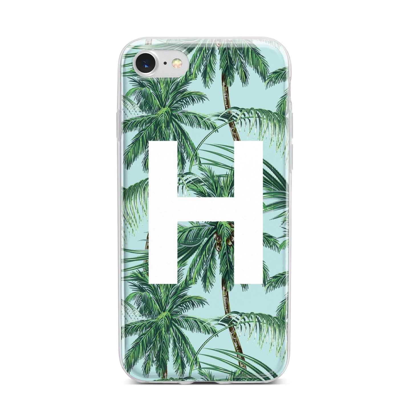 Personalised Palm Tree Tropical iPhone 7 Bumper Case on Silver iPhone