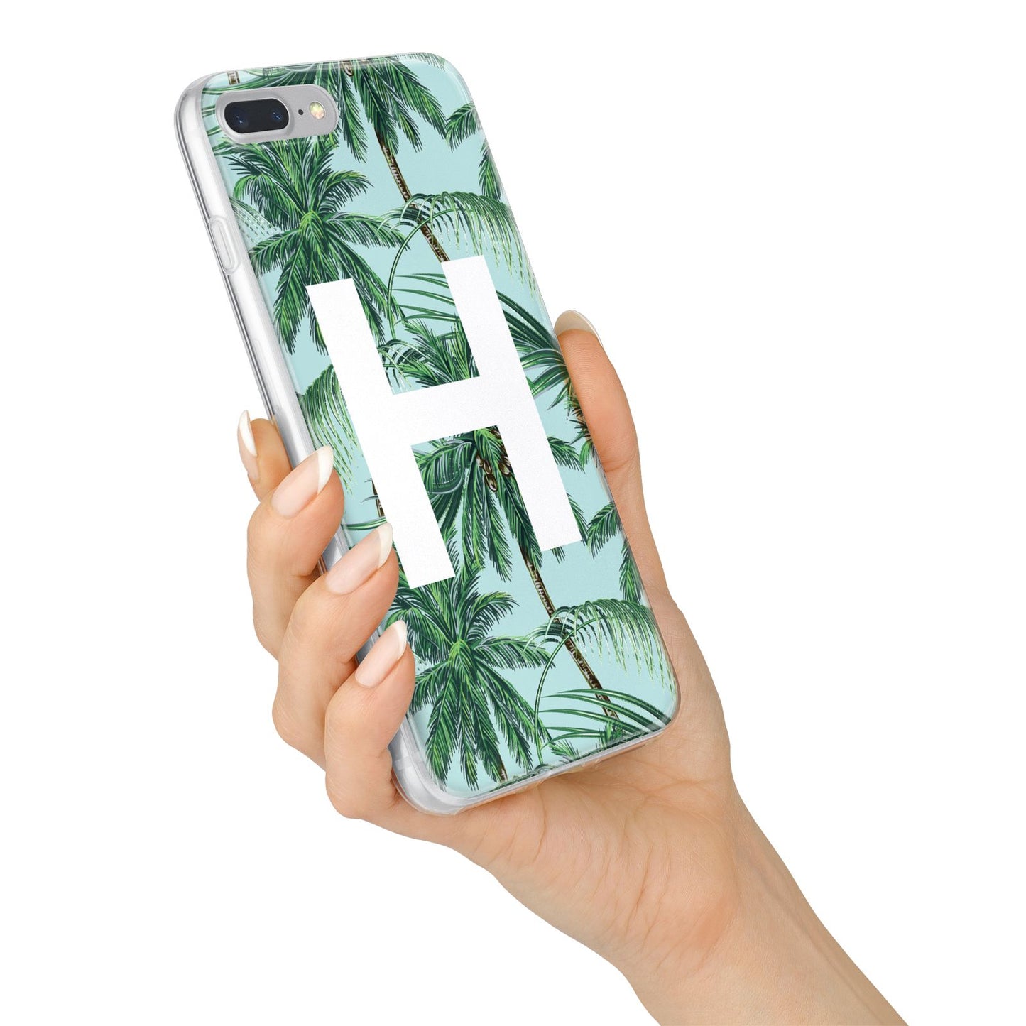 Personalised Palm Tree Tropical iPhone 7 Plus Bumper Case on Silver iPhone Alternative Image