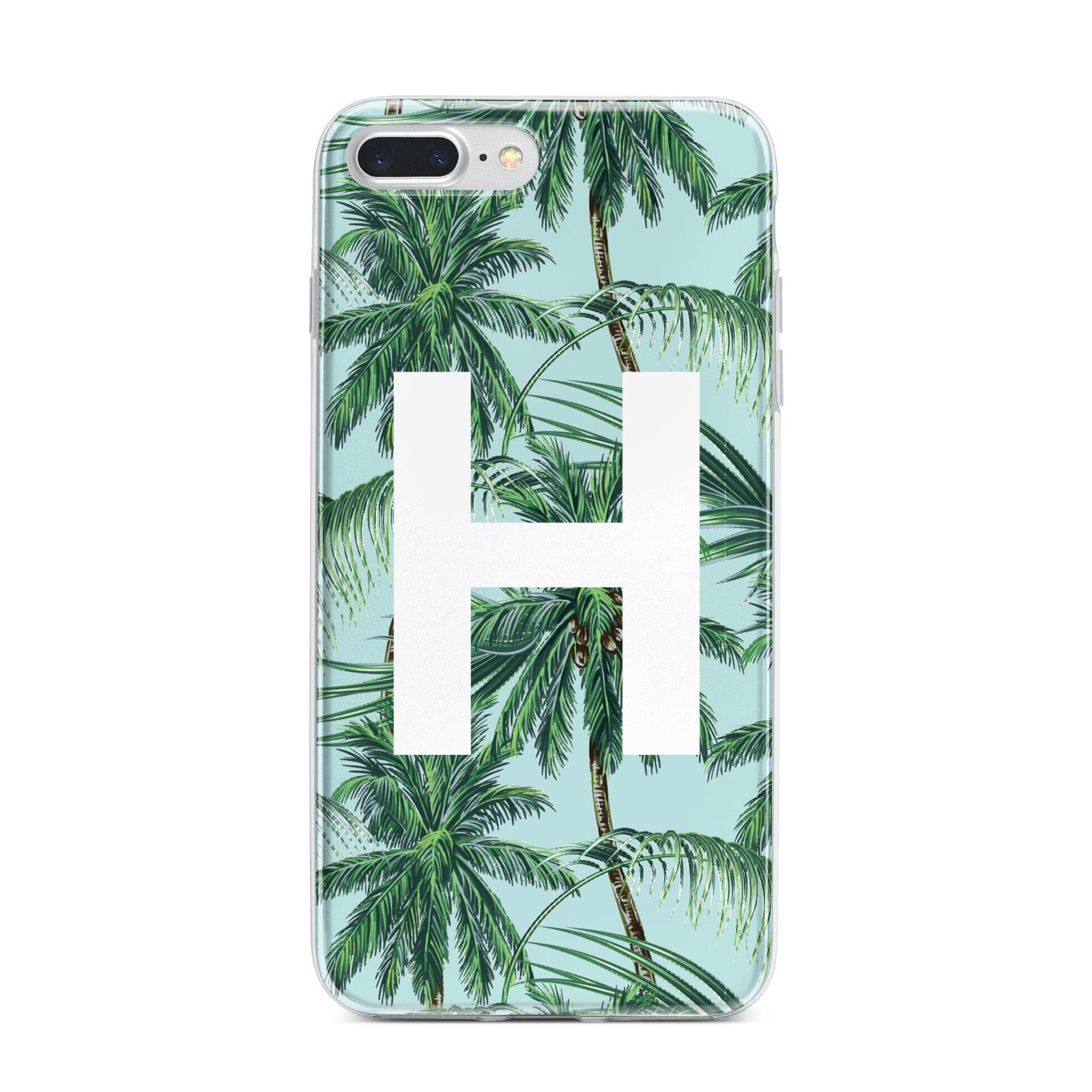 Personalised Palm Tree Tropical iPhone 7 Plus Bumper Case on Silver iPhone