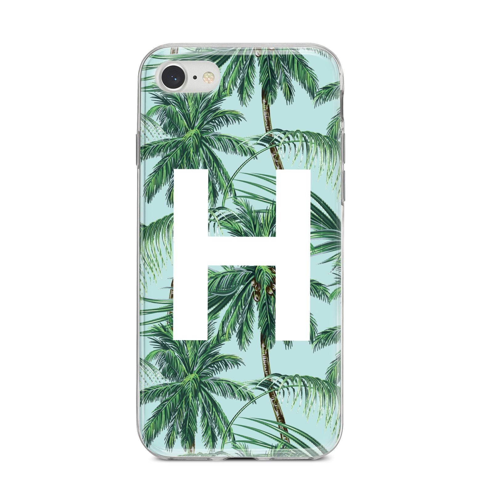 Personalised Palm Tree Tropical iPhone 8 Bumper Case on Silver iPhone