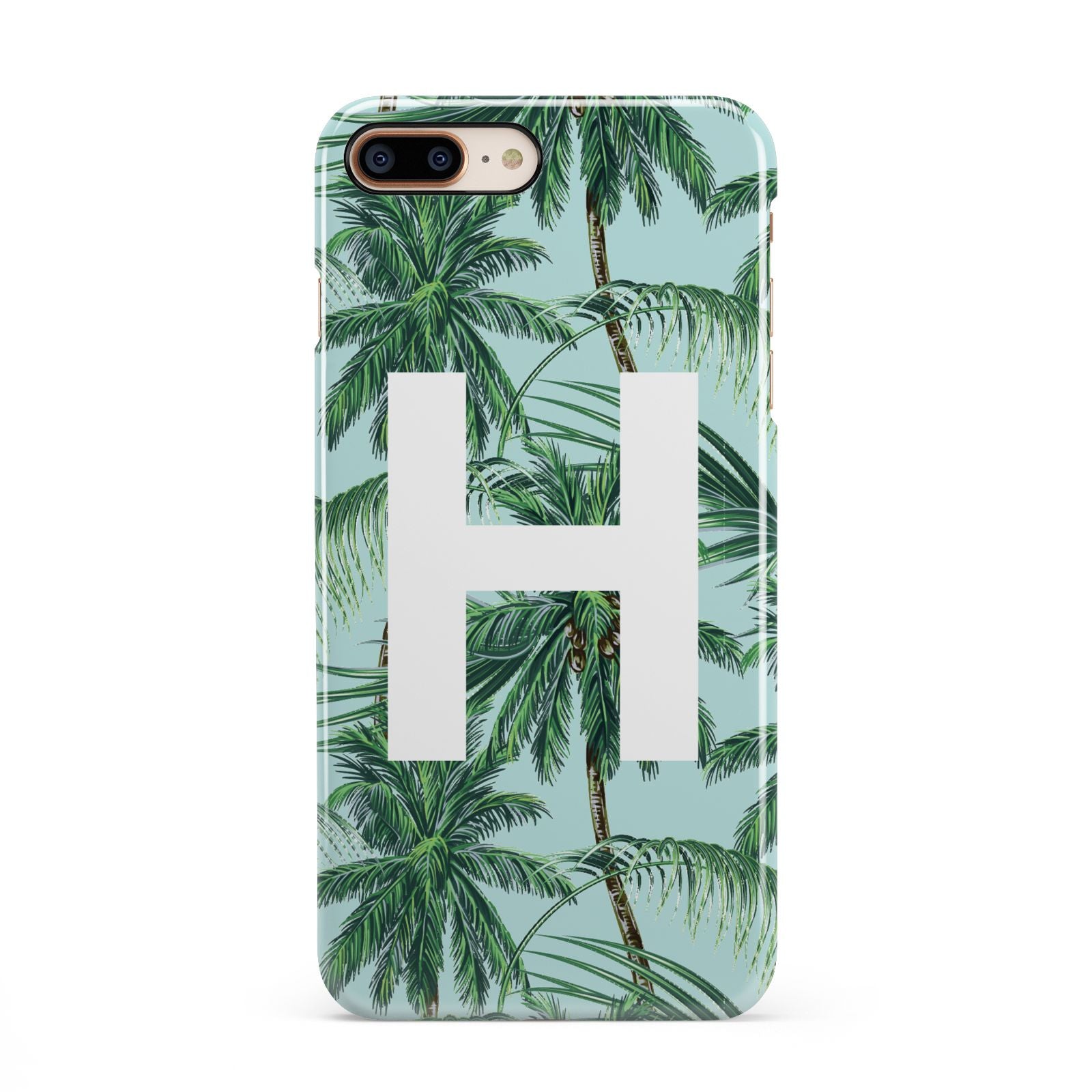 Personalised Palm Tree Tropical iPhone 8 Plus 3D Snap Case on Gold Phone