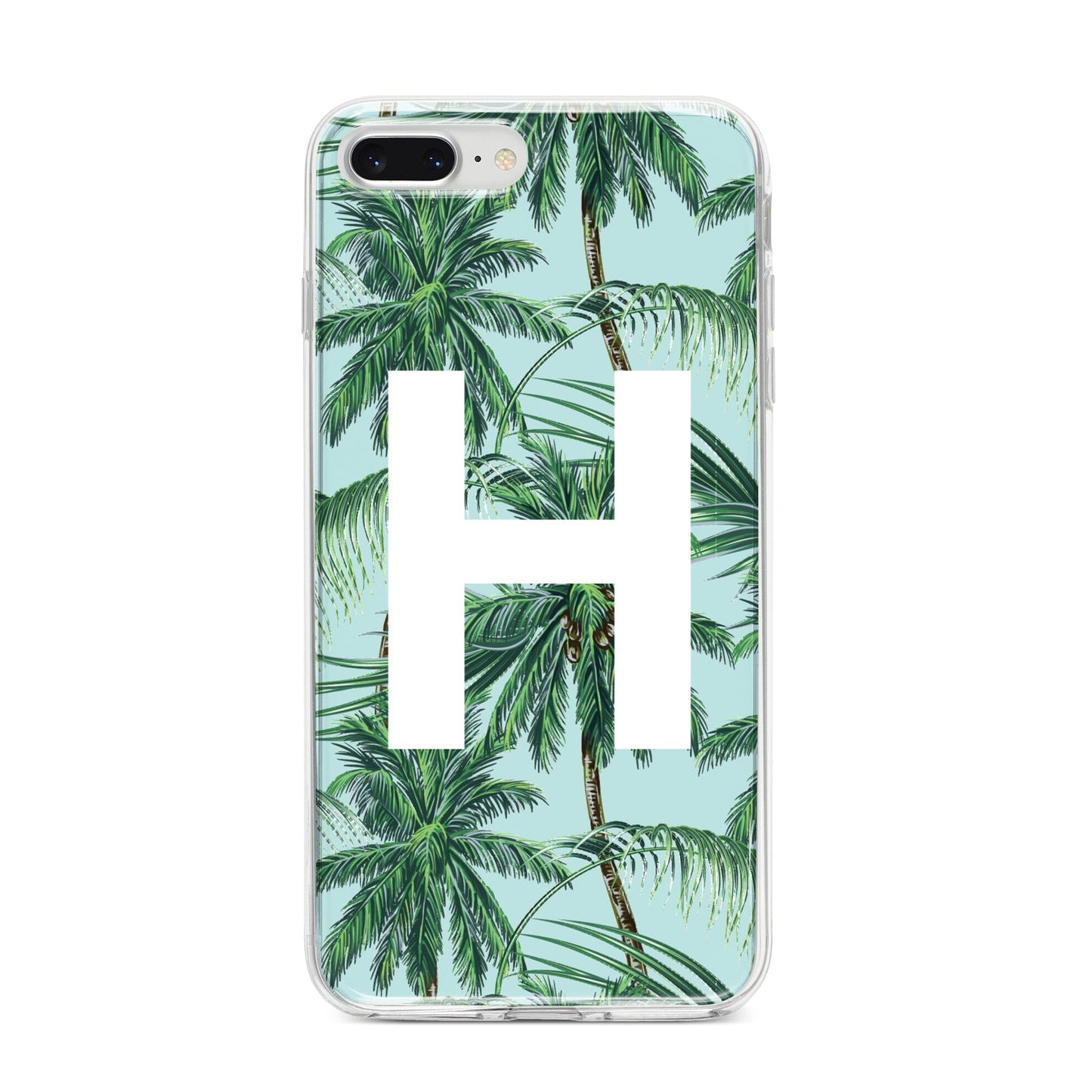 Personalised Palm Tree Tropical iPhone 8 Plus Bumper Case on Silver iPhone