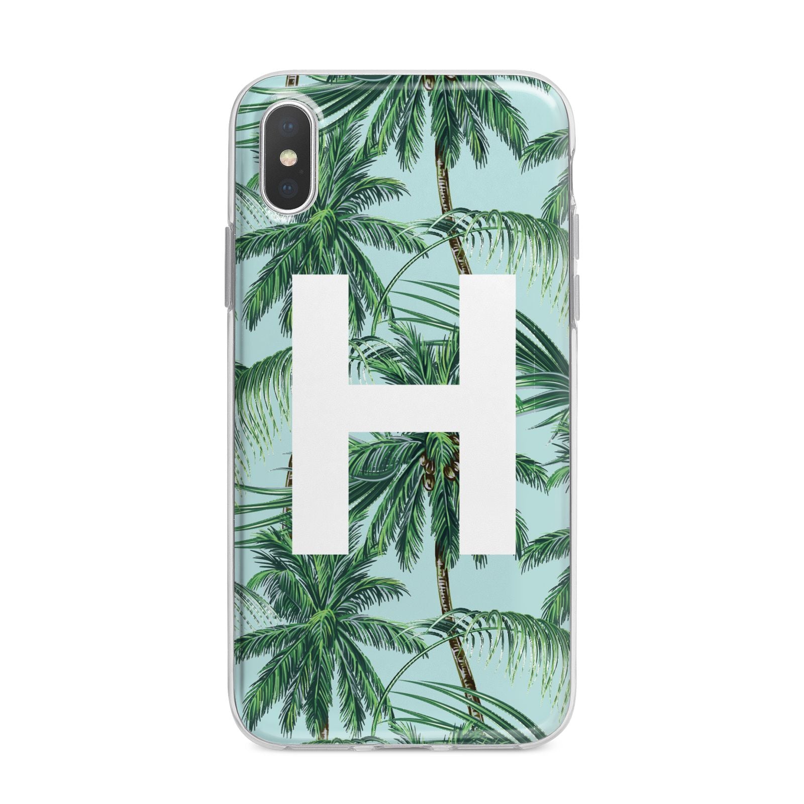 Personalised Palm Tree Tropical iPhone X Bumper Case on Silver iPhone Alternative Image 1