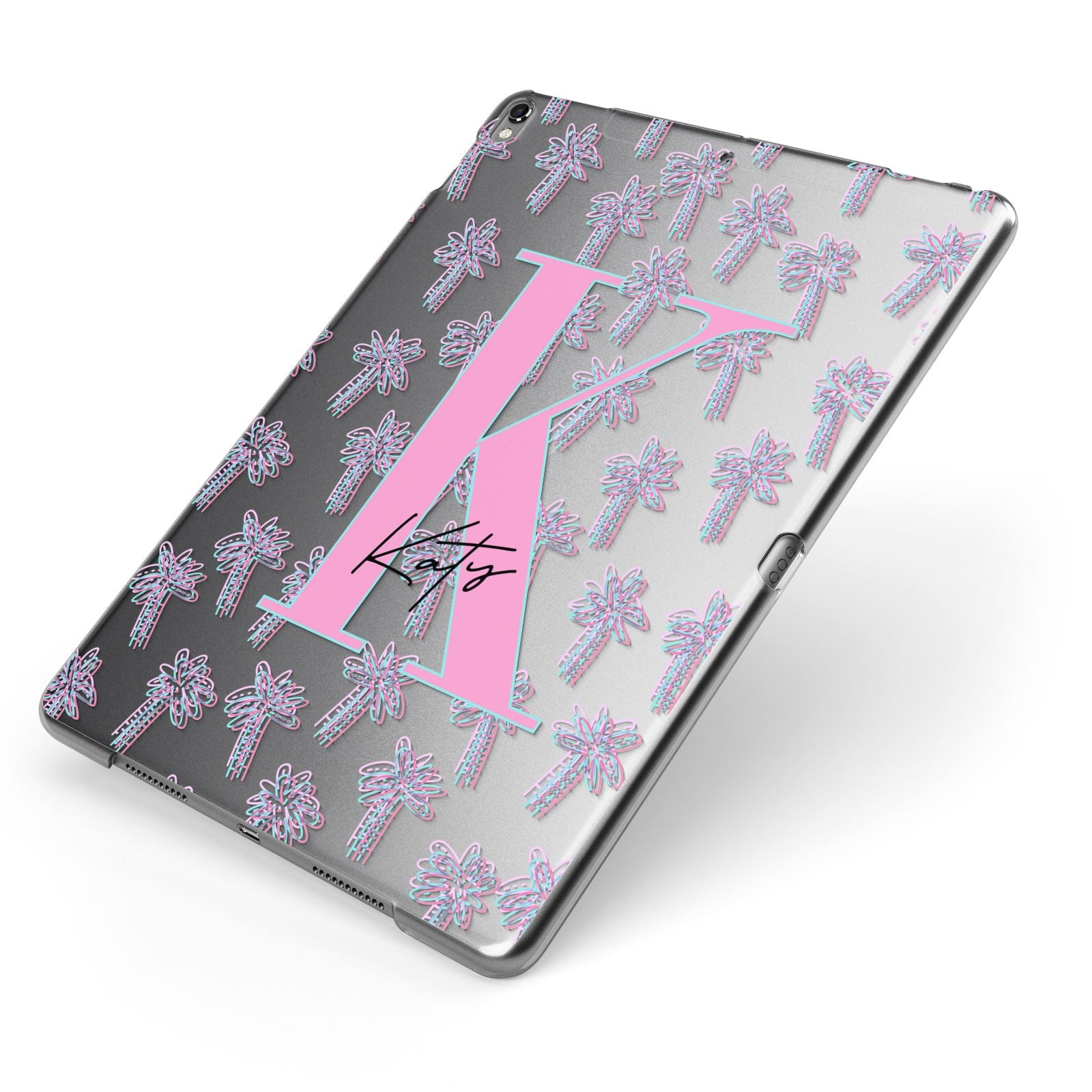 Personalised Palms Apple iPad Case on Grey iPad Side View