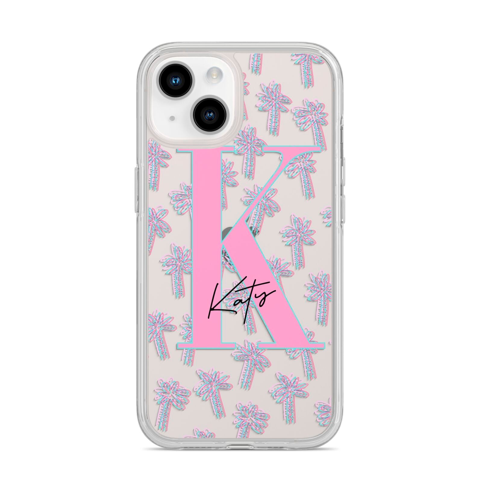 Personalised Palms iPhone 14 Clear Tough Case Starlight