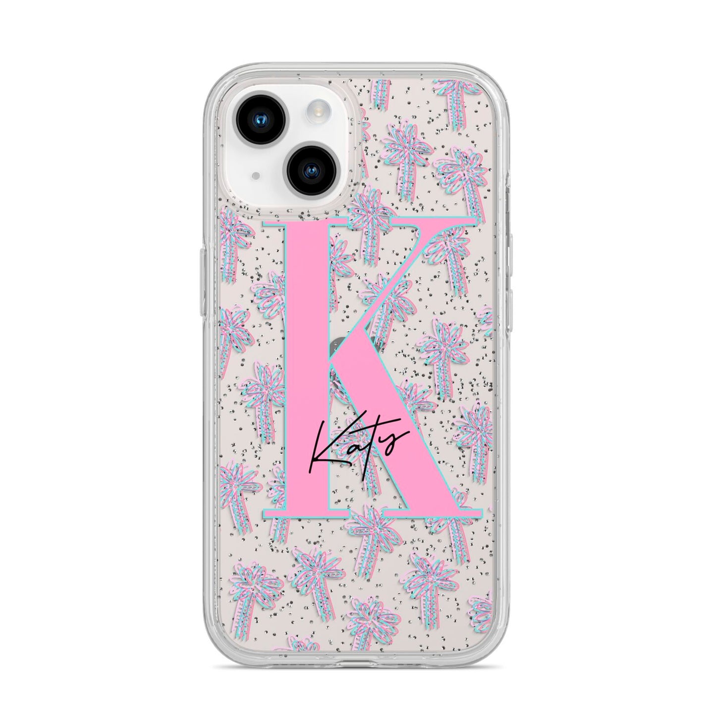 Personalised Palms iPhone 14 Glitter Tough Case Starlight