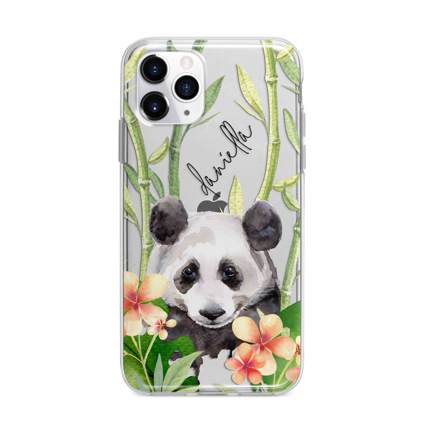 Personalised Panda Apple iPhone 11 Pro Max in Silver with Bumper Case