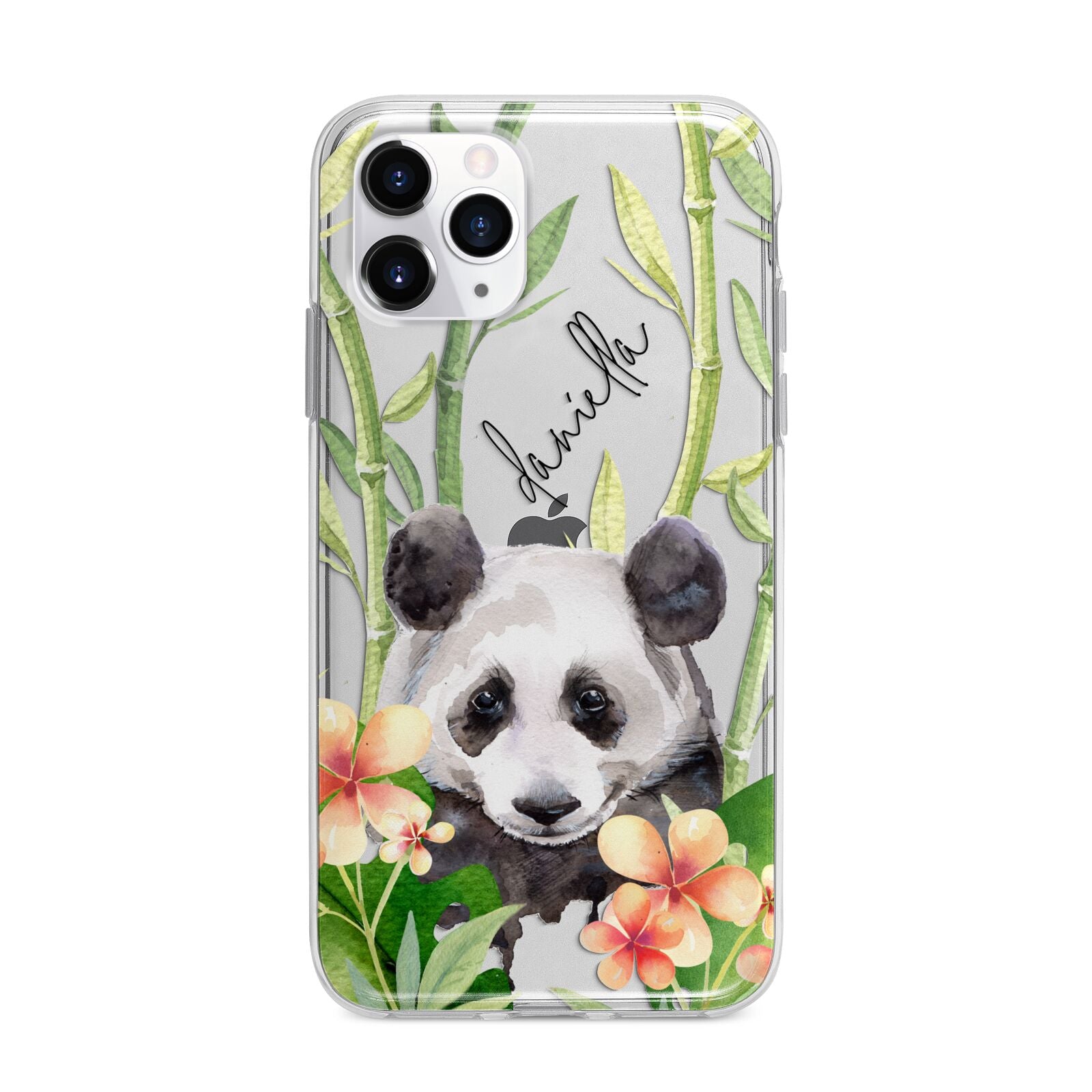 Personalised Panda Apple iPhone 11 Pro in Silver with Bumper Case