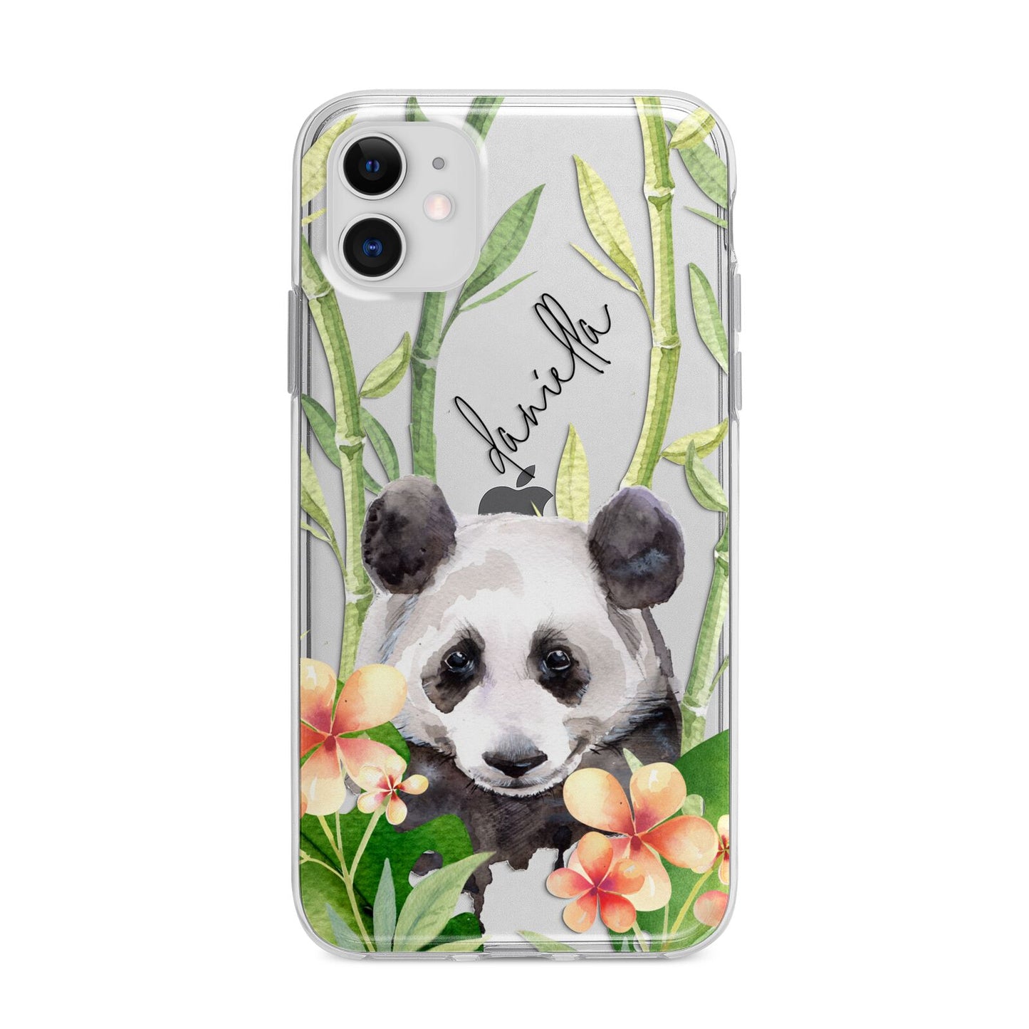 Personalised Panda Apple iPhone 11 in White with Bumper Case