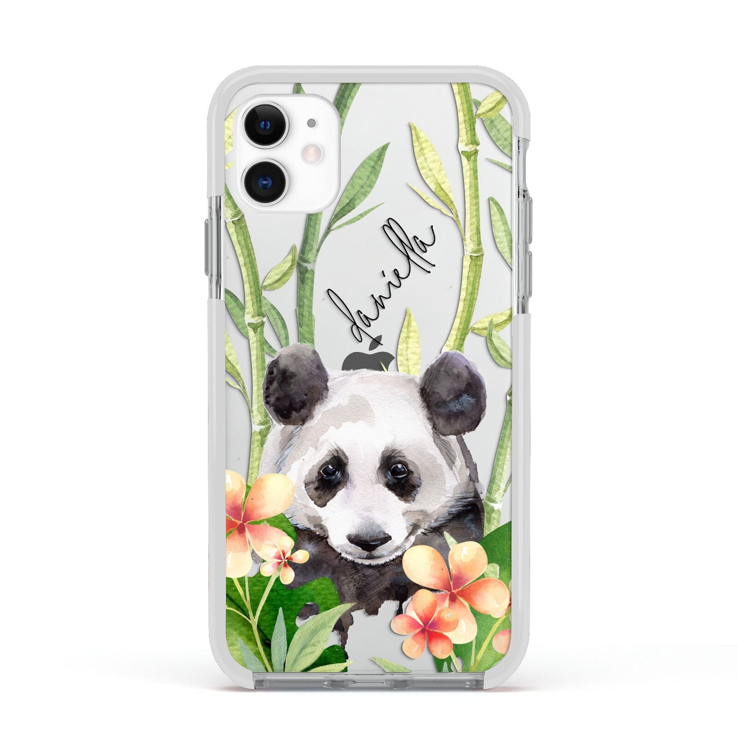 Personalised Panda Apple iPhone 11 in White with White Impact Case