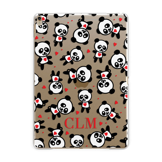 Personalised Panda Initials Apple iPad Gold Case