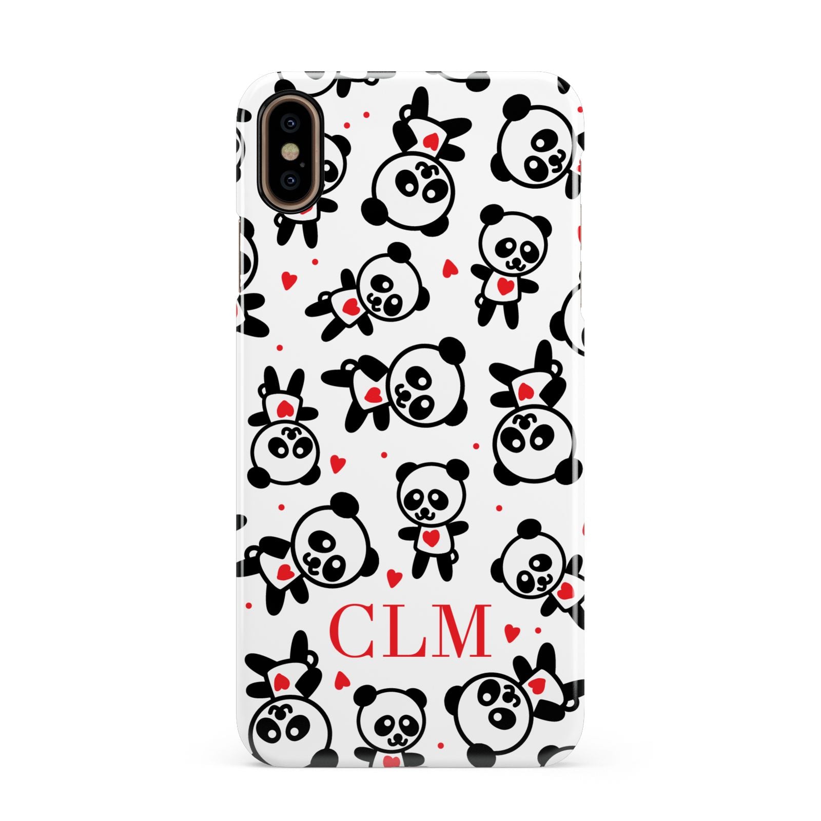 Personalised Panda Initials Apple iPhone Xs Max 3D Snap Case