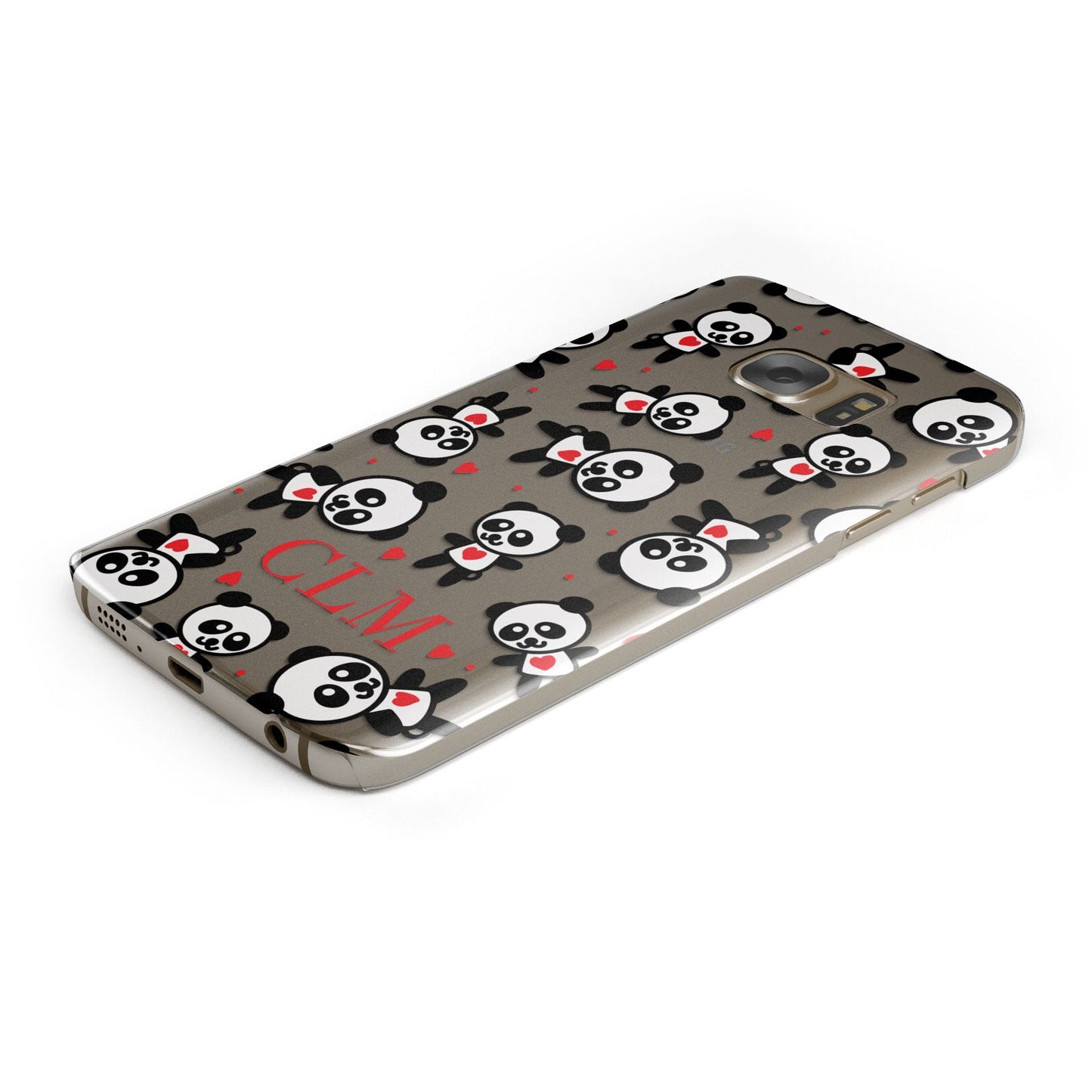 Personalised Panda Initials Protective Samsung Galaxy Case Angled Image