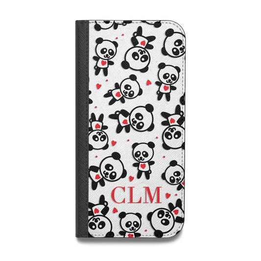 Personalised Panda Initials Vegan Leather Flip Samsung Case