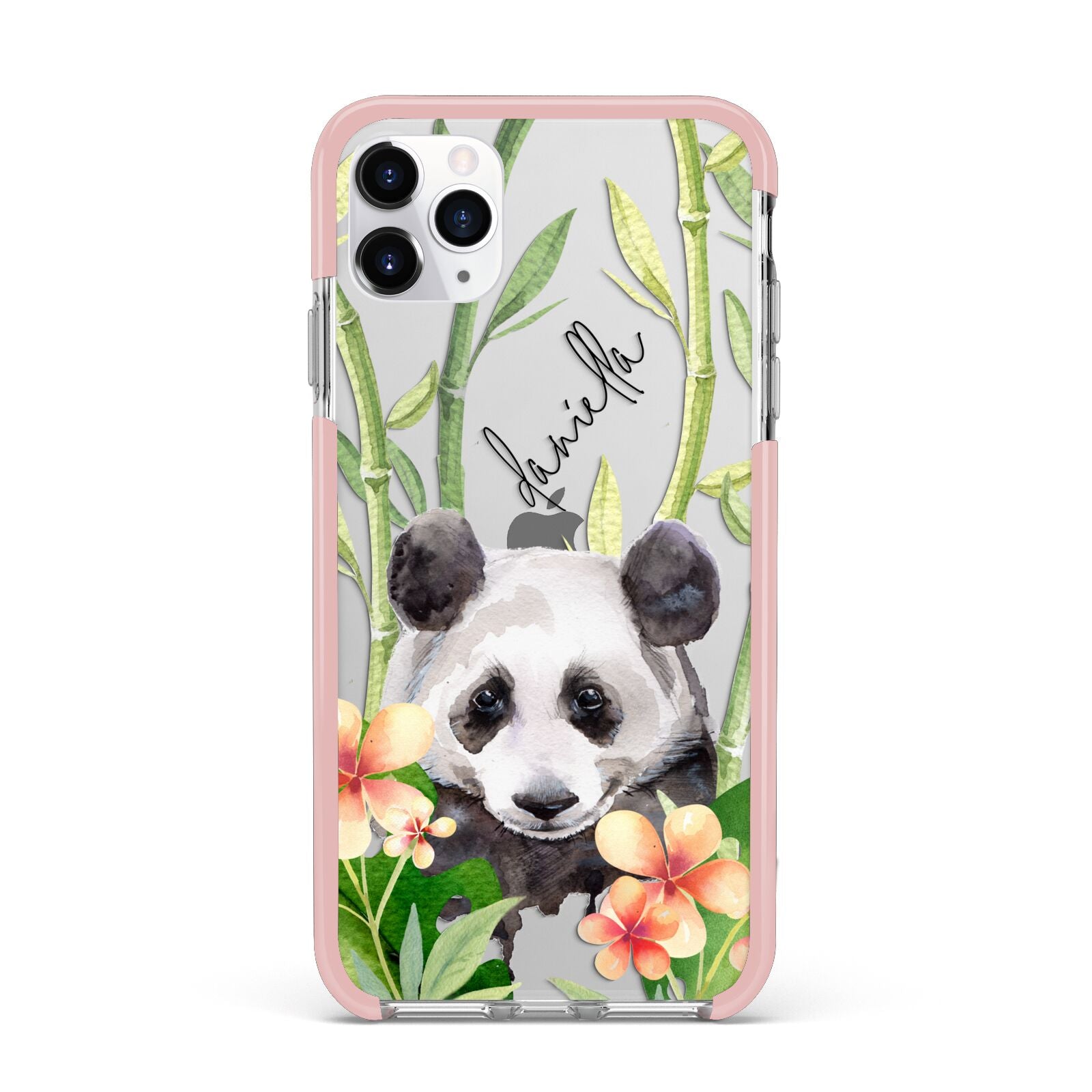 Personalised Panda iPhone 11 Pro Max Impact Pink Edge Case