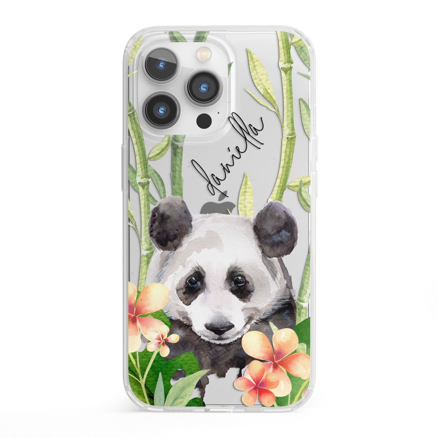 Personalised Panda iPhone 13 Pro Clear Bumper Case