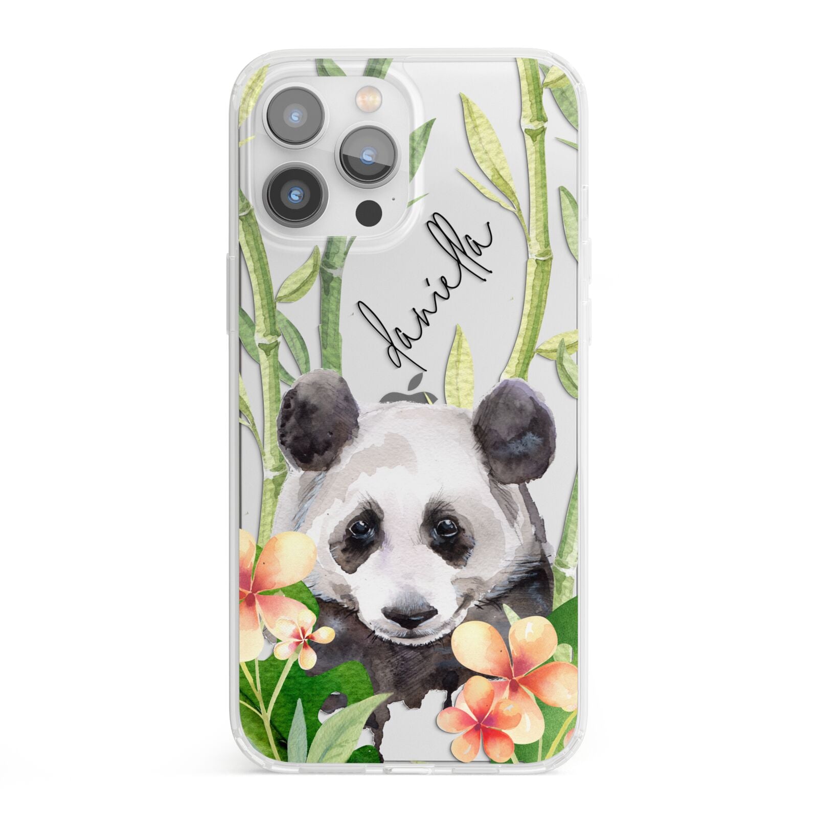 Personalised Panda iPhone 13 Pro Max Clear Bumper Case