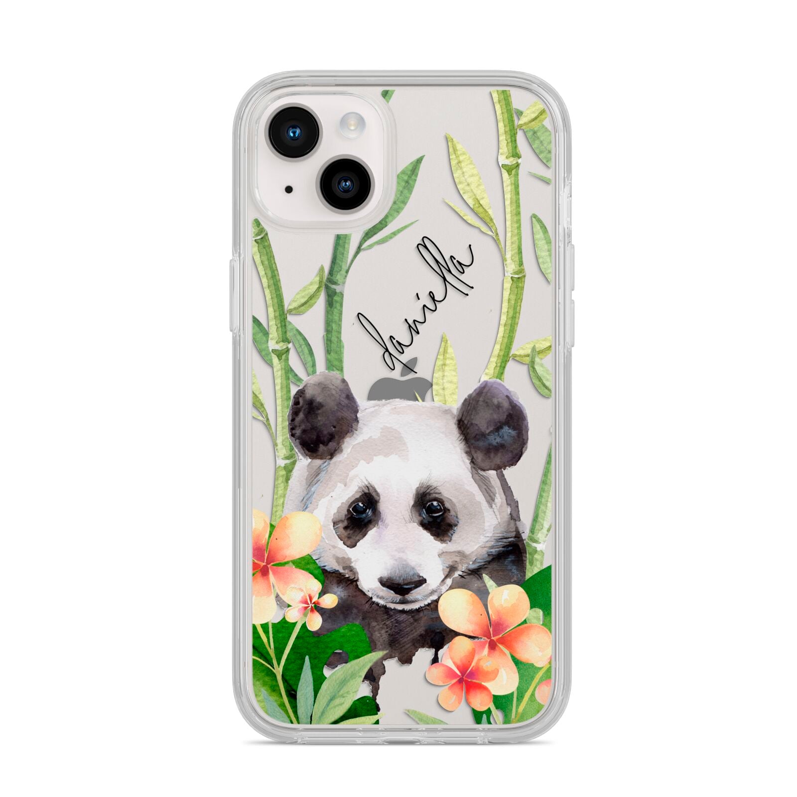 Personalised Panda iPhone 14 Plus Clear Tough Case Starlight