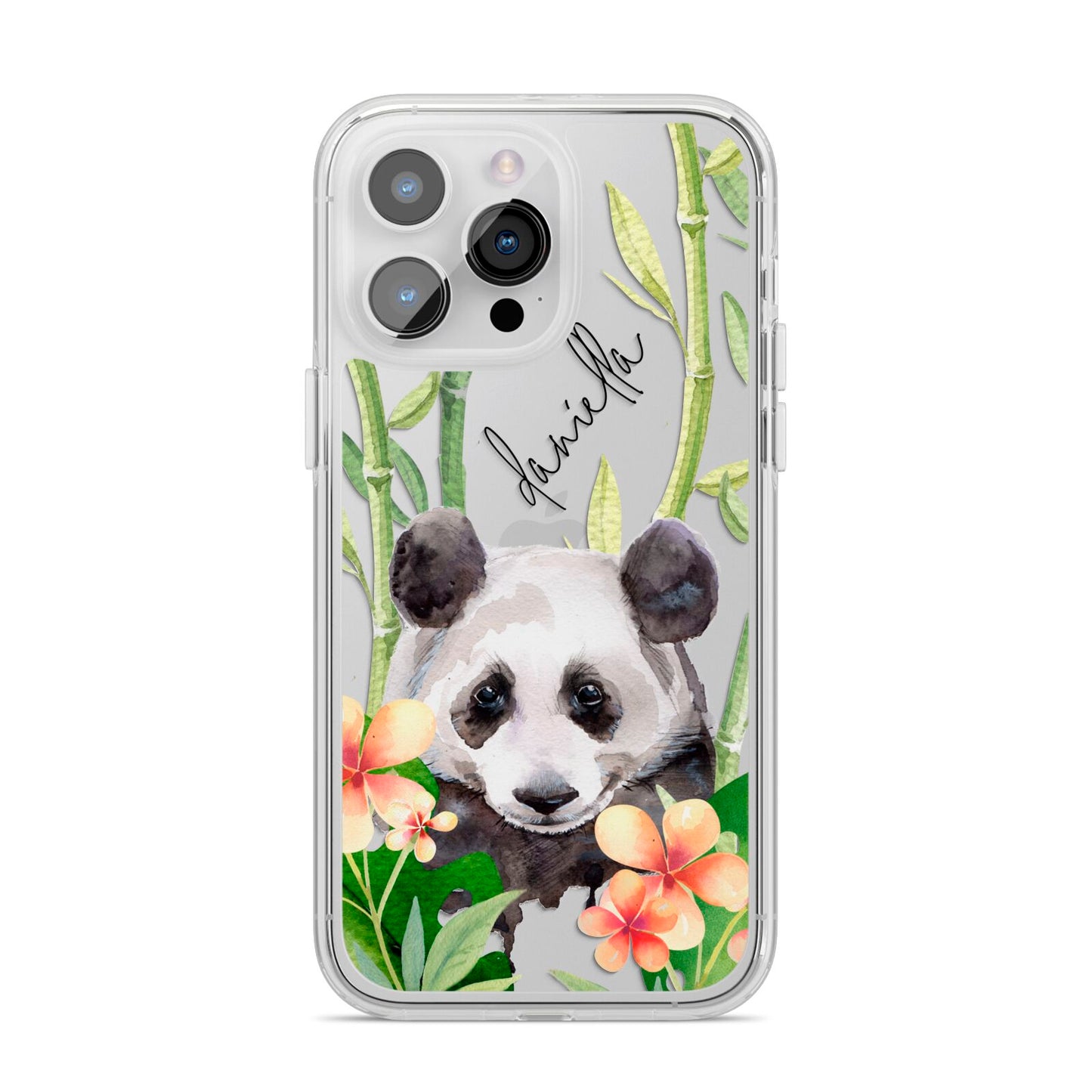 Personalised Panda iPhone 14 Pro Max Clear Tough Case Silver