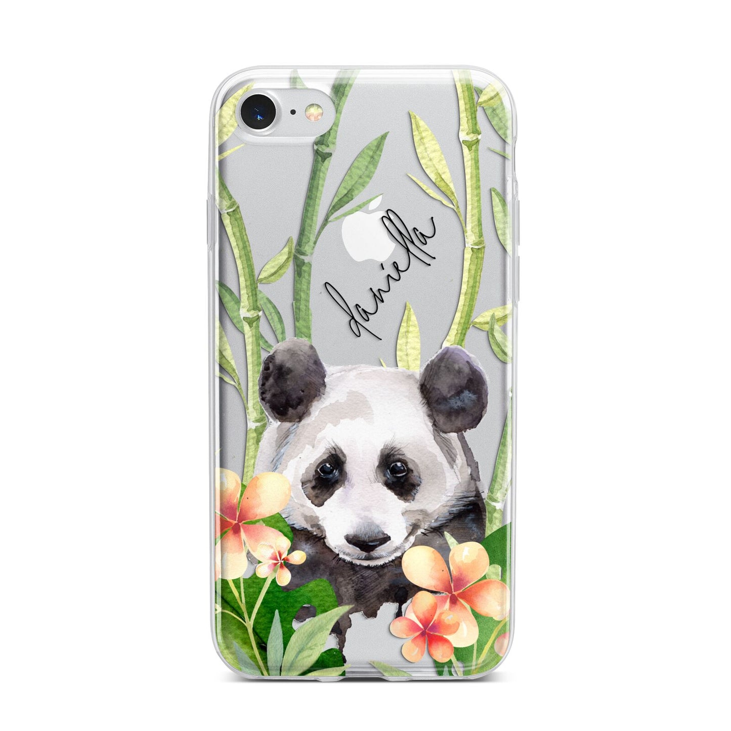 Personalised Panda iPhone 7 Bumper Case on Silver iPhone