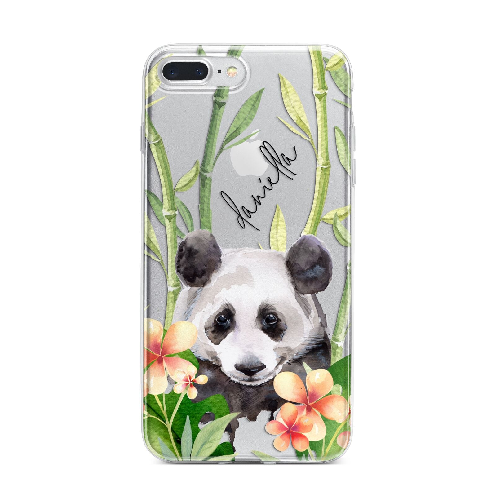 Personalised Panda iPhone 7 Plus Bumper Case on Silver iPhone