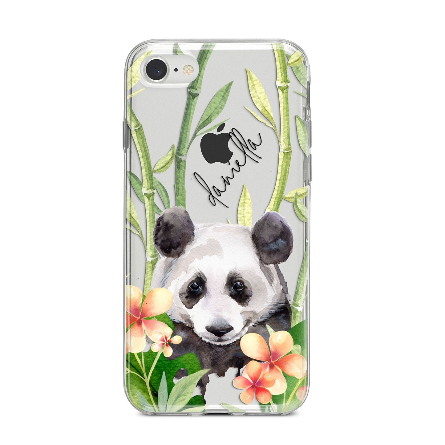 Personalised Panda iPhone 8 Bumper Case on Silver iPhone