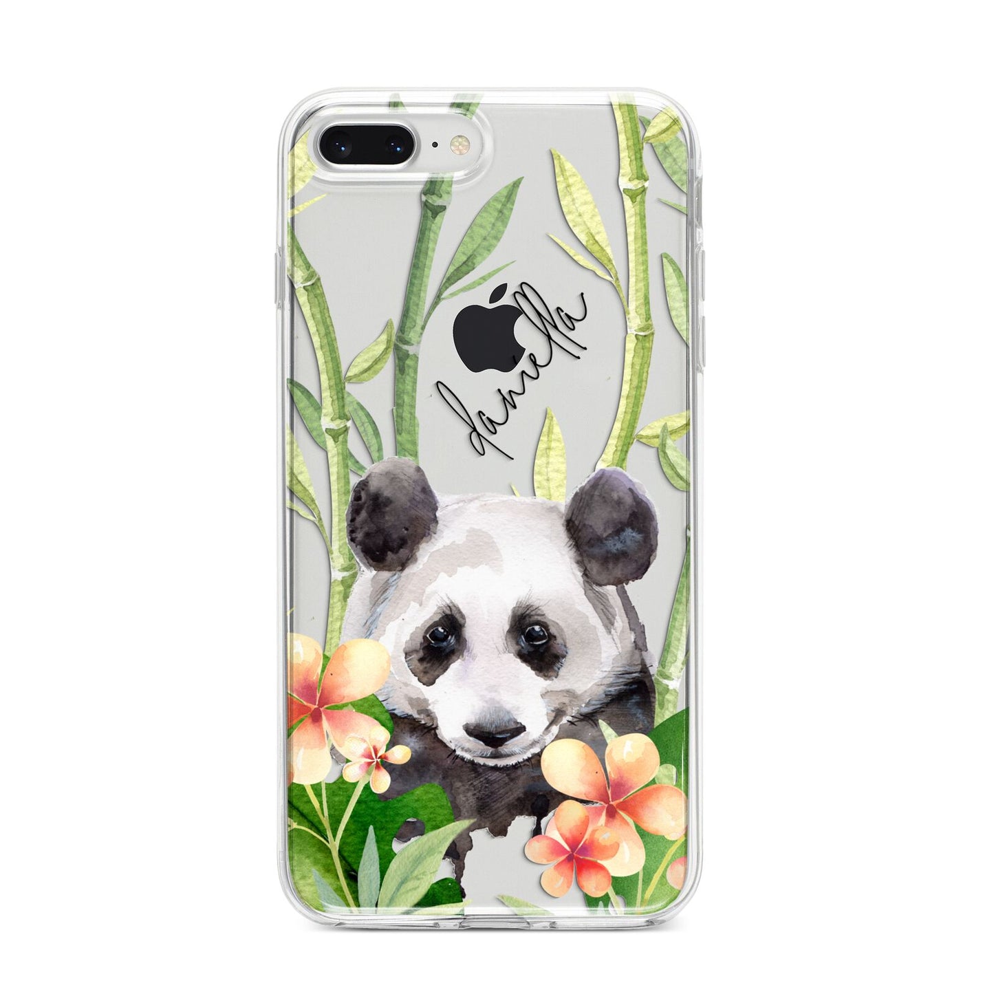 Personalised Panda iPhone 8 Plus Bumper Case on Silver iPhone