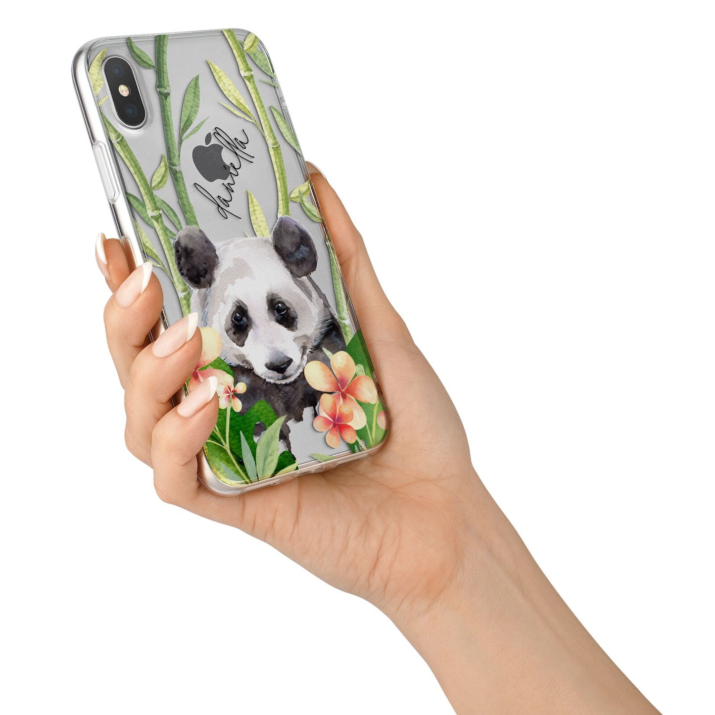 Personalised Panda iPhone X Bumper Case on Silver iPhone Alternative Image 2