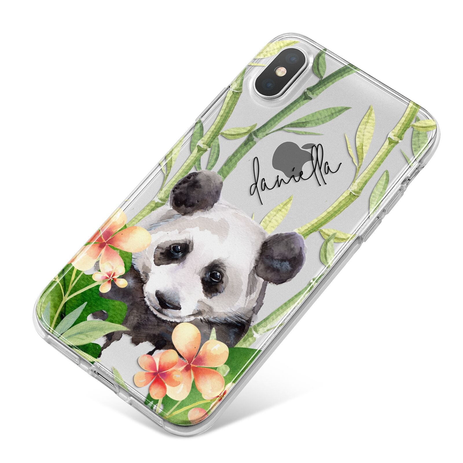 Personalised Panda iPhone X Bumper Case on Silver iPhone