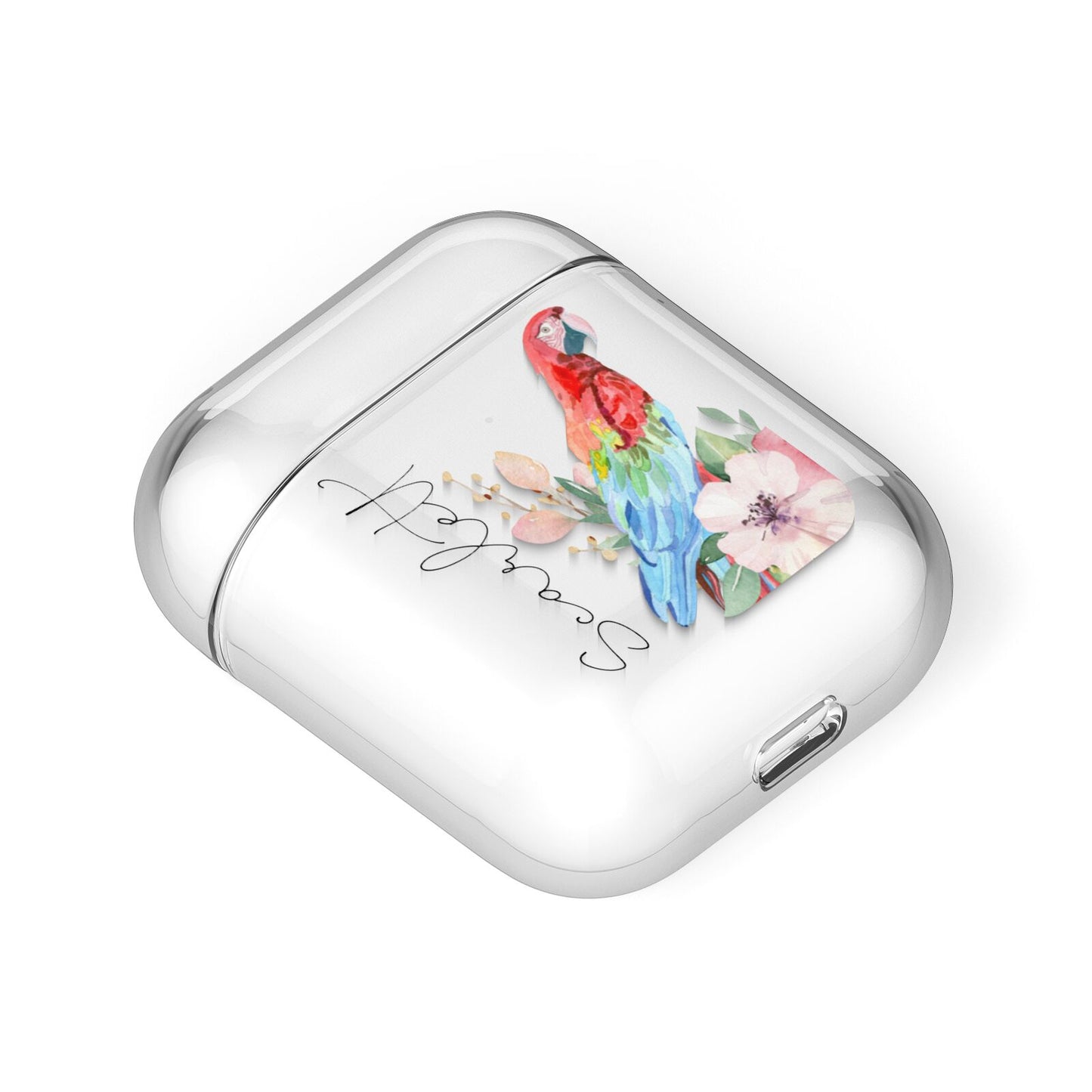 Personalised Parrot AirPods Case Laid Flat