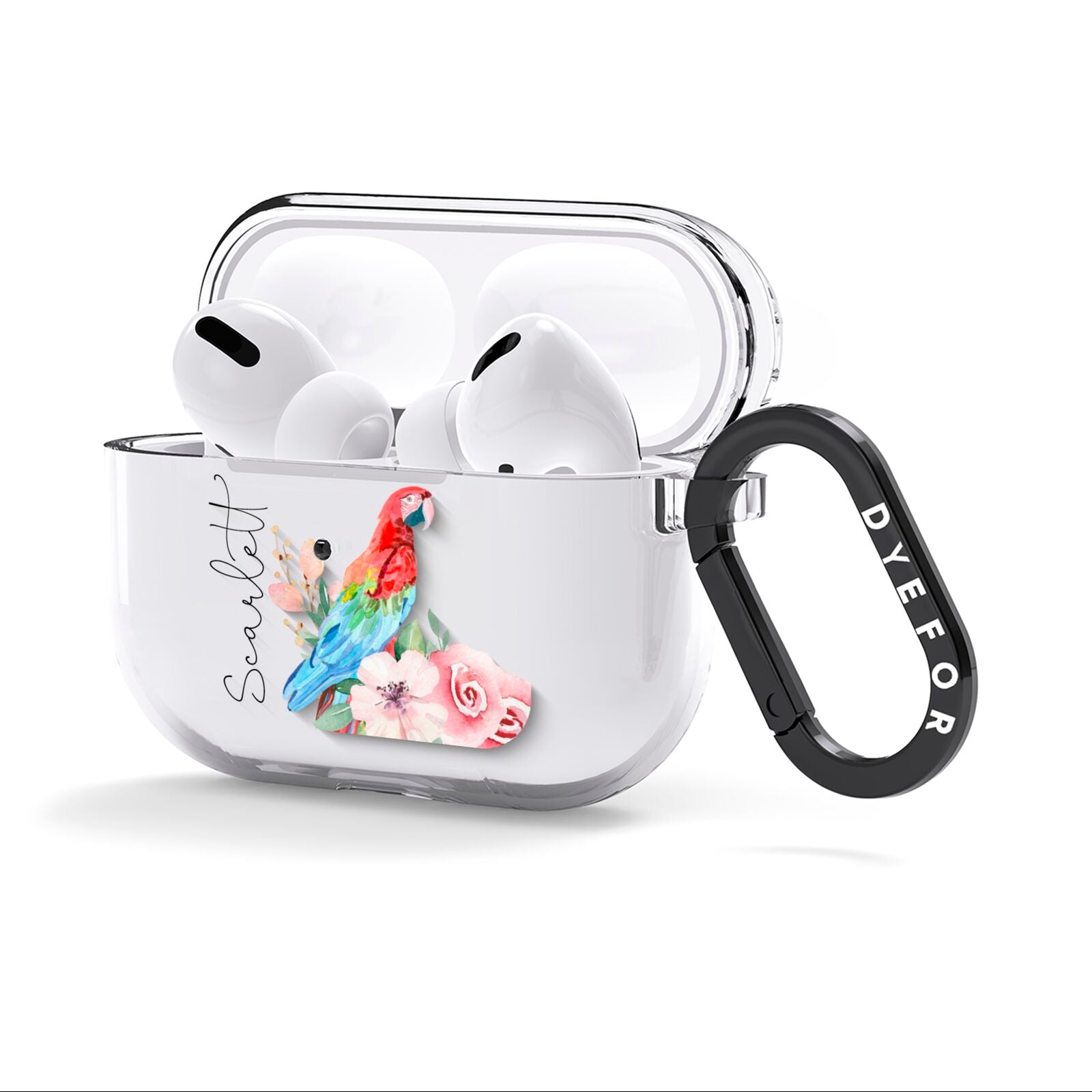 Personalised Parrot AirPods Clear Case 3rd Gen Side Image