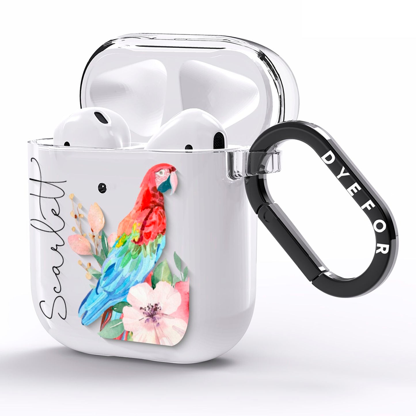 Personalised Parrot AirPods Clear Case Side Image