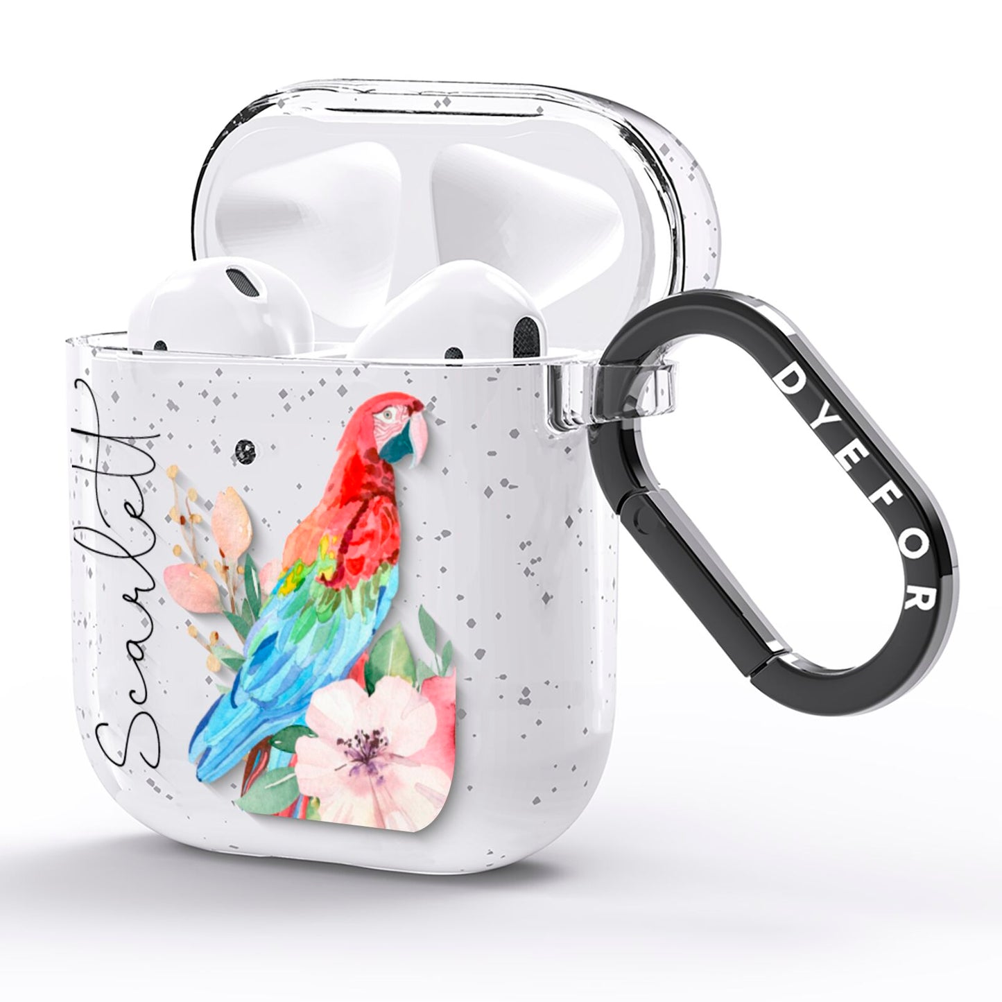 Personalised Parrot AirPods Glitter Case Side Image