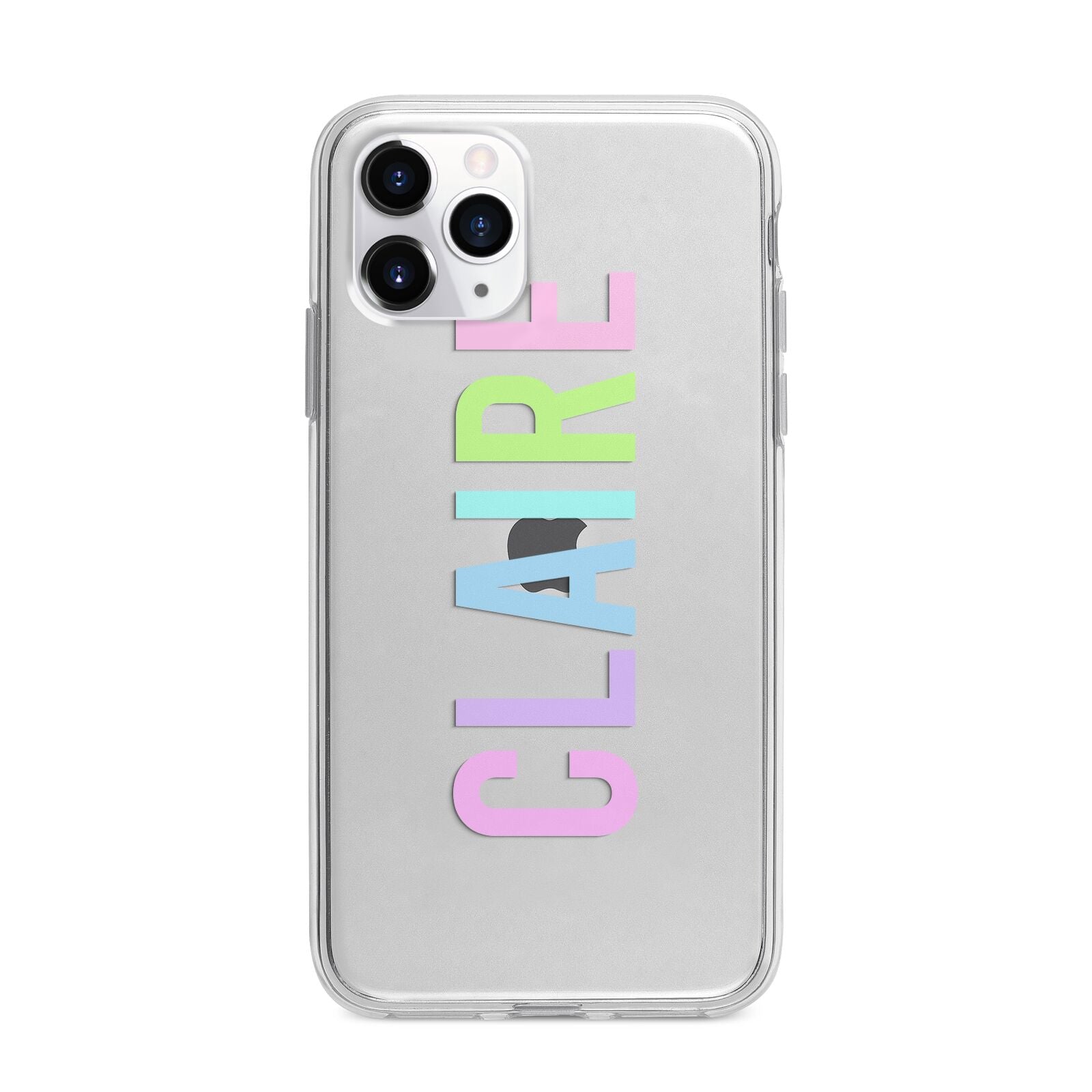 Personalised Pastel Colour Name Apple iPhone 11 Pro Max in Silver with Bumper Case