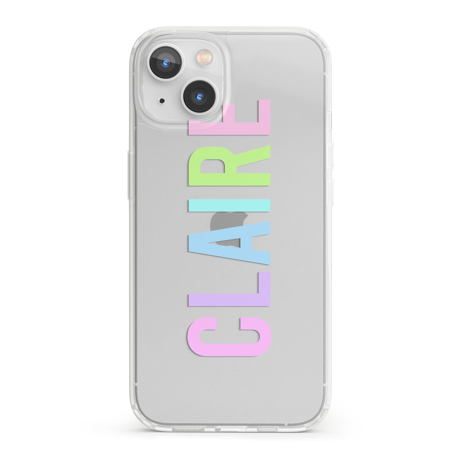 Personalised Pastel Colour Name iPhone 13 Clear Bumper Case