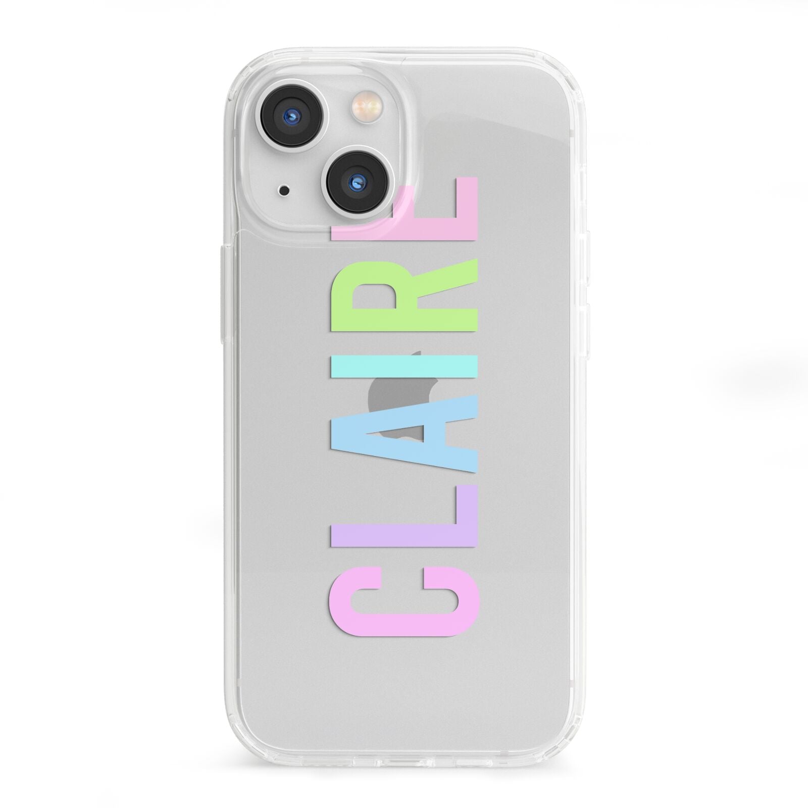 Personalised Pastel Colour Name iPhone 13 Mini Clear Bumper Case