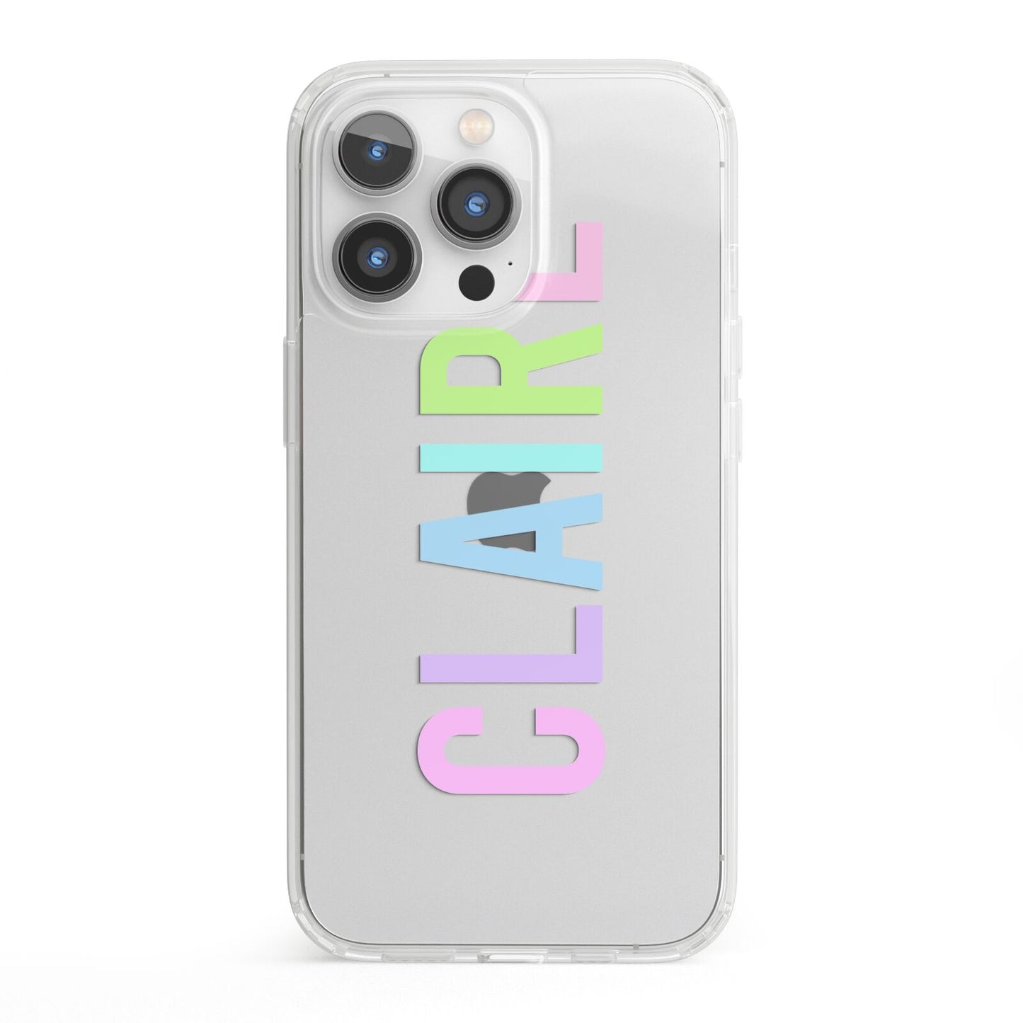 Personalised Pastel Colour Name iPhone 13 Pro Clear Bumper Case