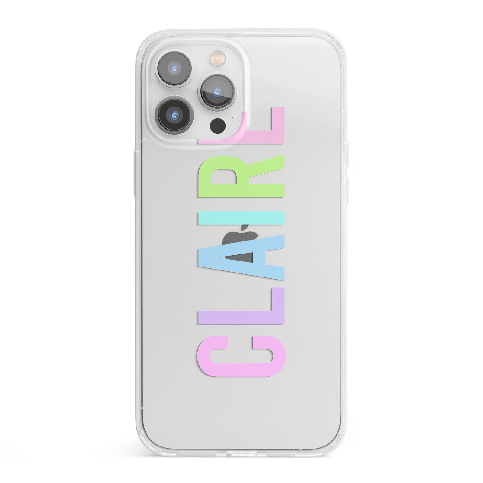 Personalised Pastel Colour Name iPhone 13 Pro Max Clear Bumper Case