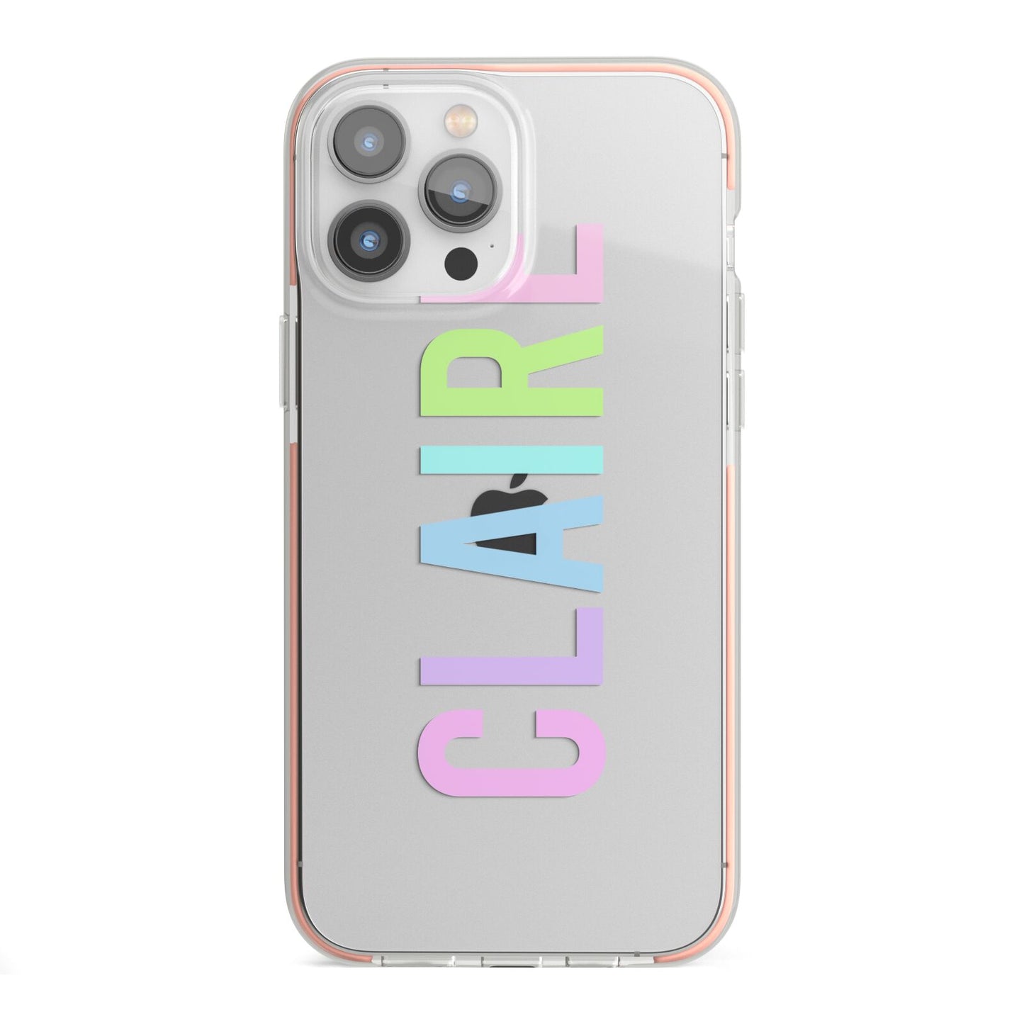 Personalised Pastel Colour Name iPhone 13 Pro Max TPU Impact Case with Pink Edges