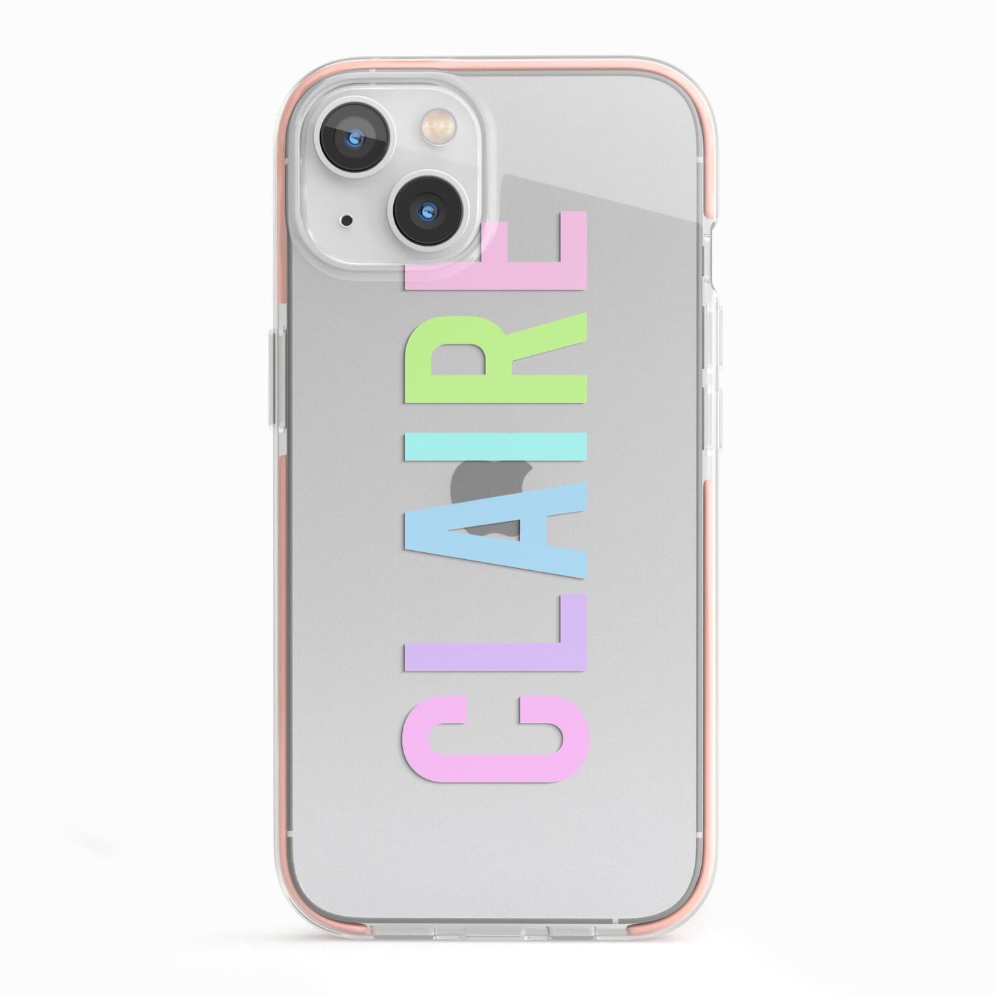 Personalised Pastel Colour Name iPhone 13 TPU Impact Case with Pink Edges