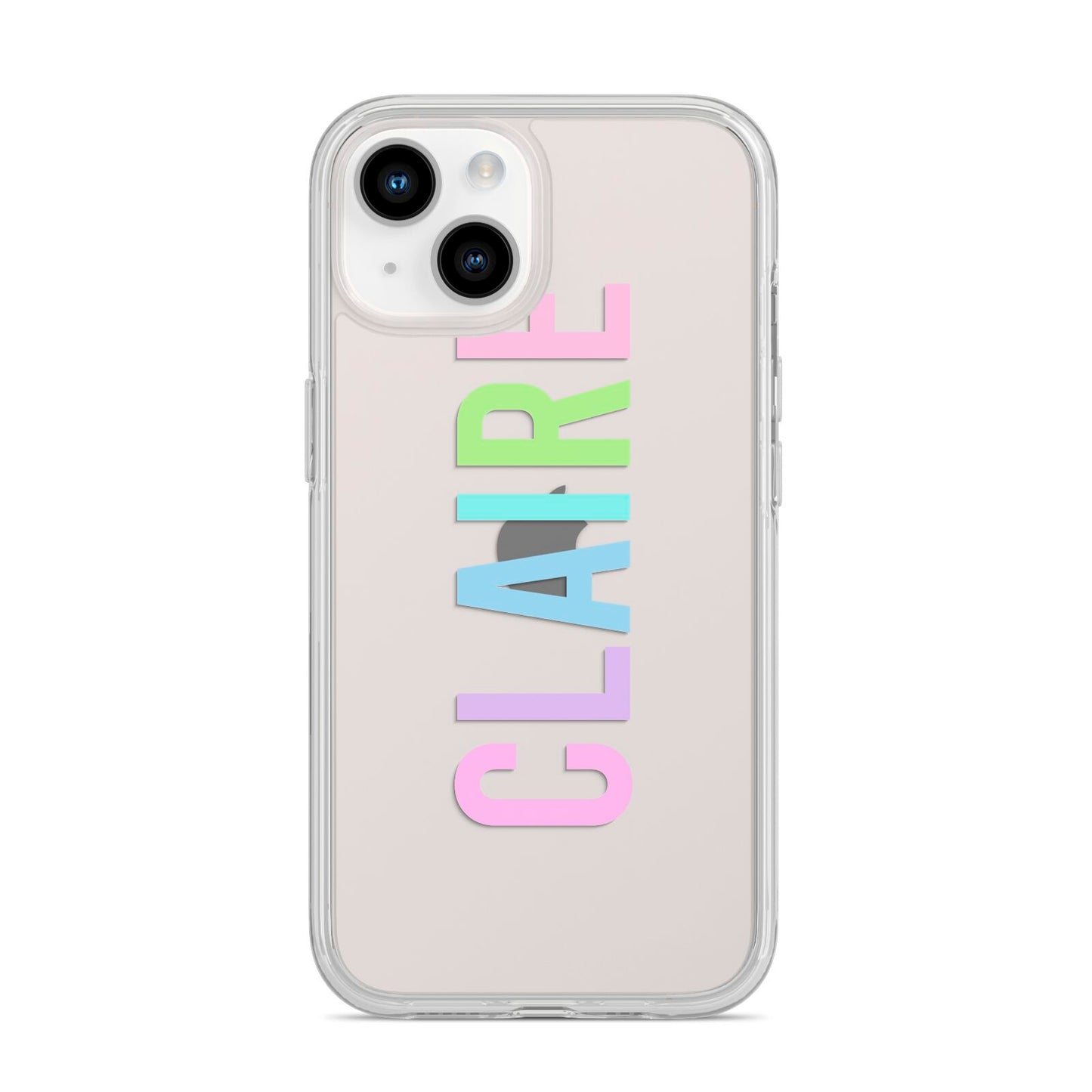 Personalised Pastel Colour Name iPhone 14 Clear Tough Case Starlight